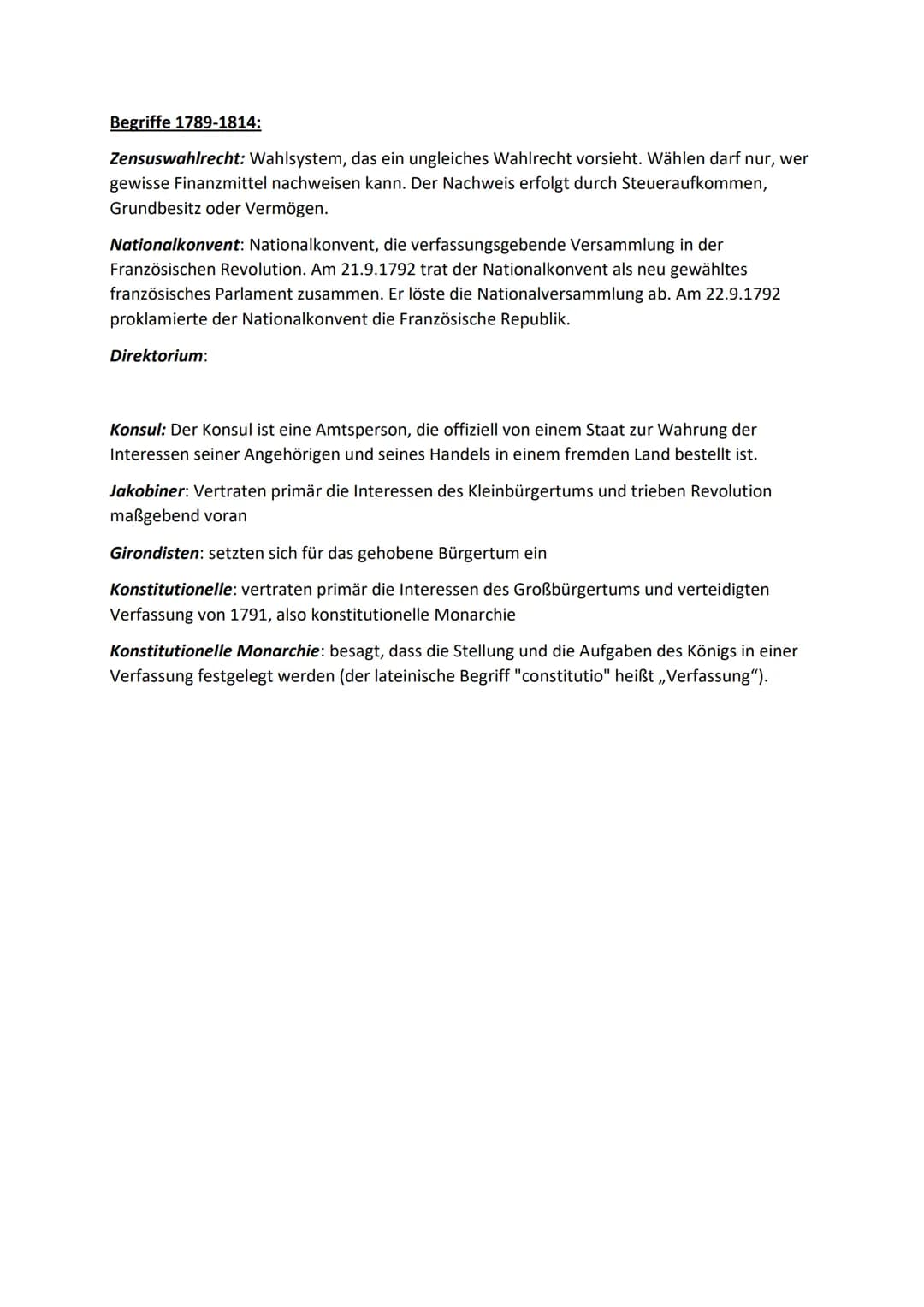 -Geschichte Lernzettel Abitur 2023-
Französische Revolution 1789 - 1799
Ursachen der Französischen Revolution:
- Hungersnot; -> steigende