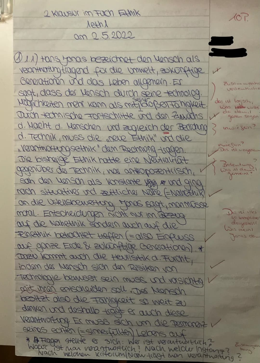 Datum:02.05.2022
Themenbereiche:
I. Angewandte Ethik (Verantwortungsethik nach Hans Jonas)
II. Freiheit und Determination: Motive und Gründ