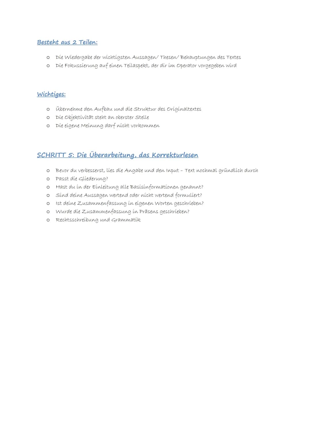 # Zusammenfassung schreiben
Was ist eine Zusammenfassung?
* Kürzung einer Textvorlage (Zeitungsbericht, Sachartikel, Grafik, etc.)
* K