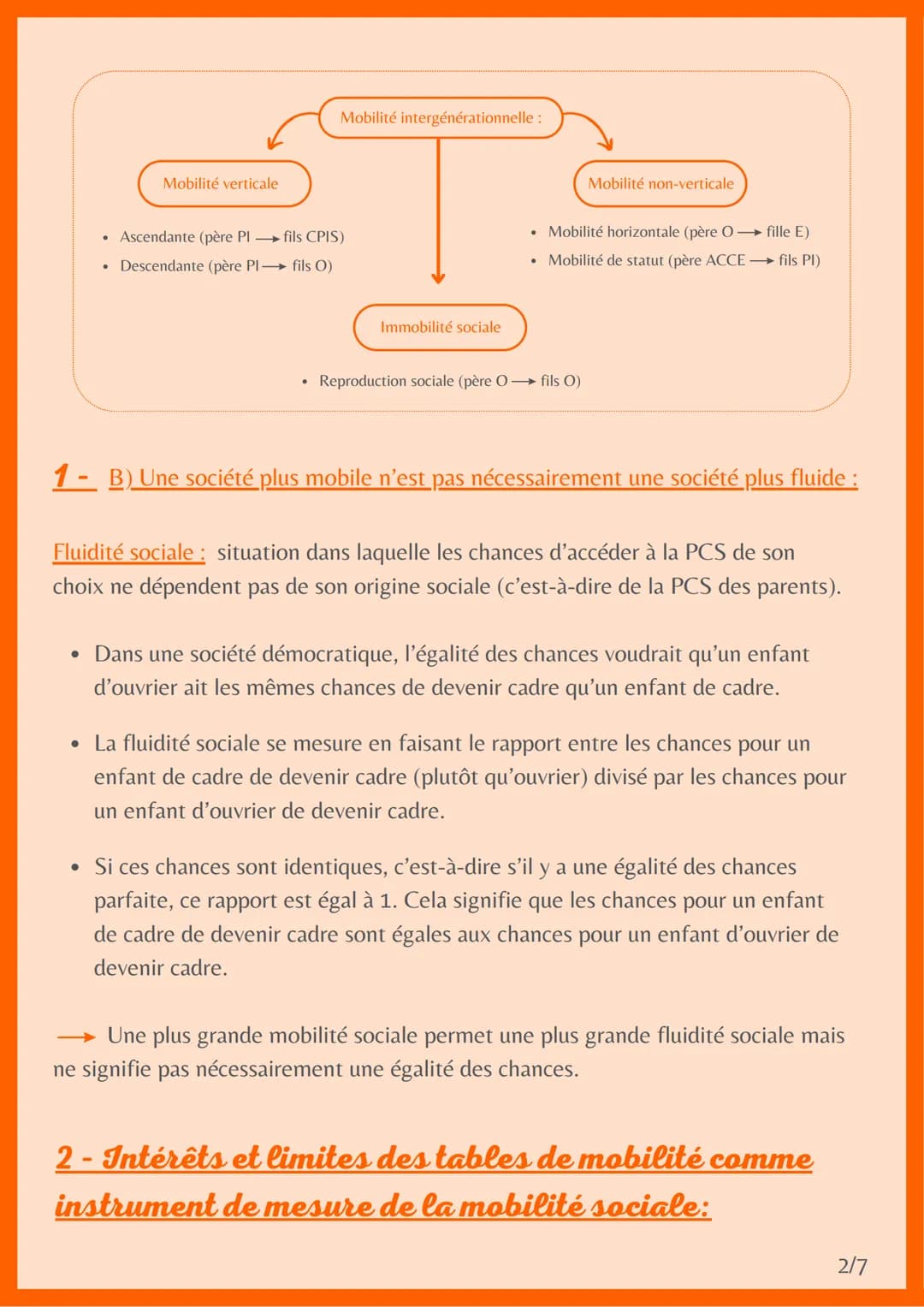 # MOBILITÉ SOCIALE
= passage d'individus ou de groupes d'individus d'une catégorie
sociale à une autre.
Pour étudier des phénomènes sociol