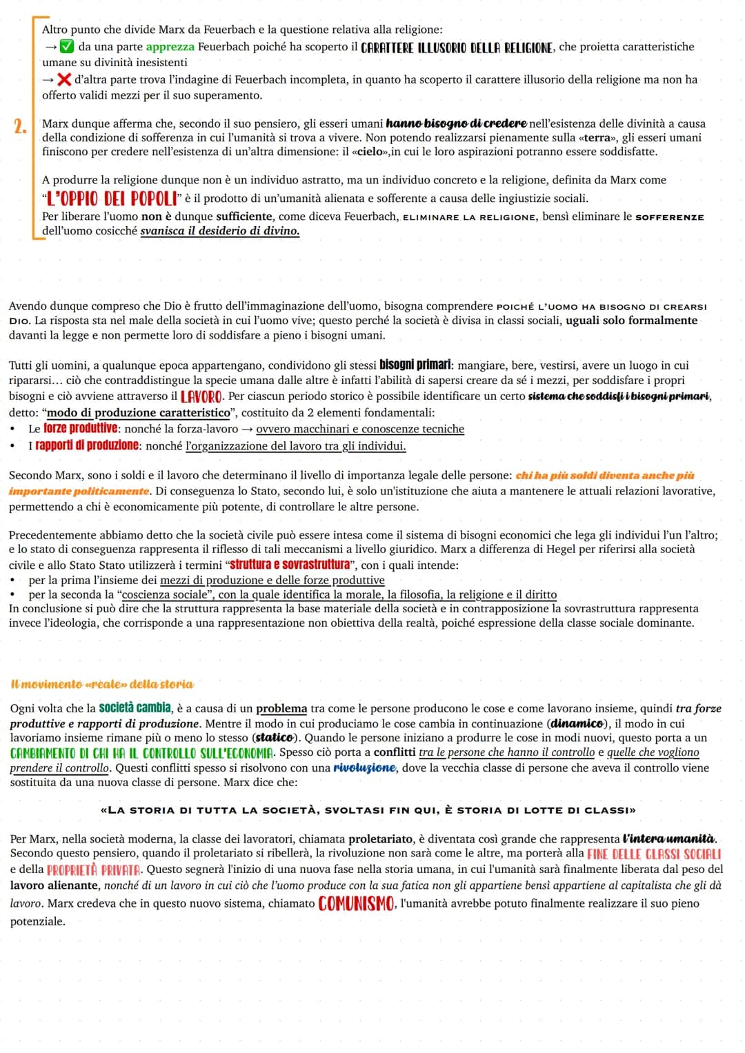 Altro punto che divide Marx da Feuerbach e la questione relativa alla religione:
→✔ da una parte apprezza Feuerbach poiché ha scoperto il CA
