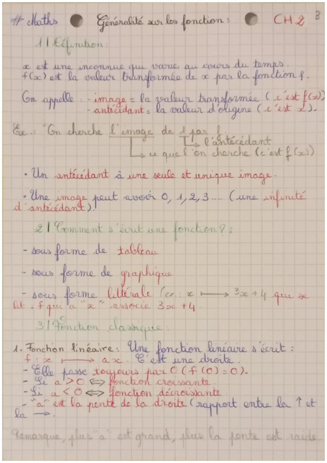 # Maths
Généralité sur les fonction:
CH2 3
11 Céfinition:
x est une inconnue qui vave au cours du temps.
f(x) est la valeur transformée de x