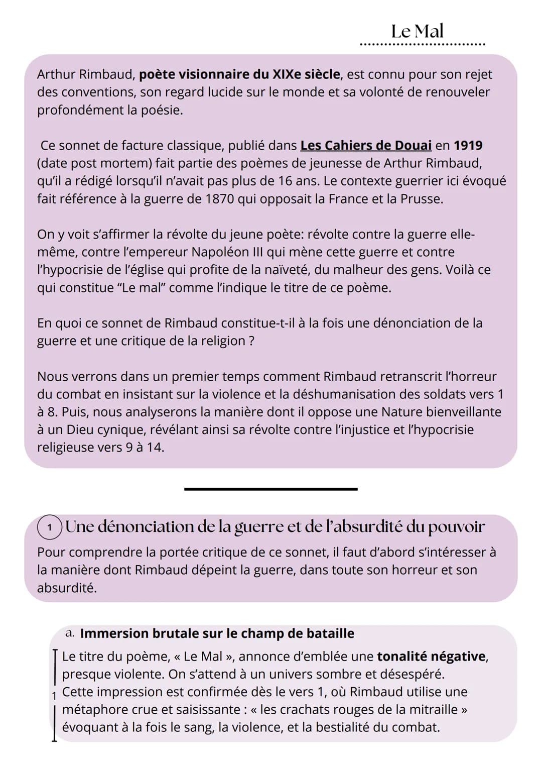 Le Mal
Une
dénonciation
de la Guerre
et de
l'absurdité du
pouvoir
-A
-B
-C
Tandis que les crachats rouges de la mitraille
Sifflent tout le