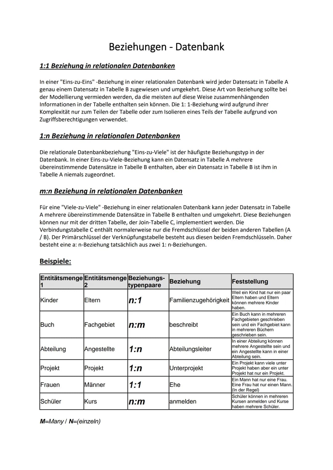 # Beziehungen - Datenbank
## 1:1 Beziehung in relationalen Datenbanken
In einer "Eins-zu-Eins" -Beziehung in einer relationalen Datenbank