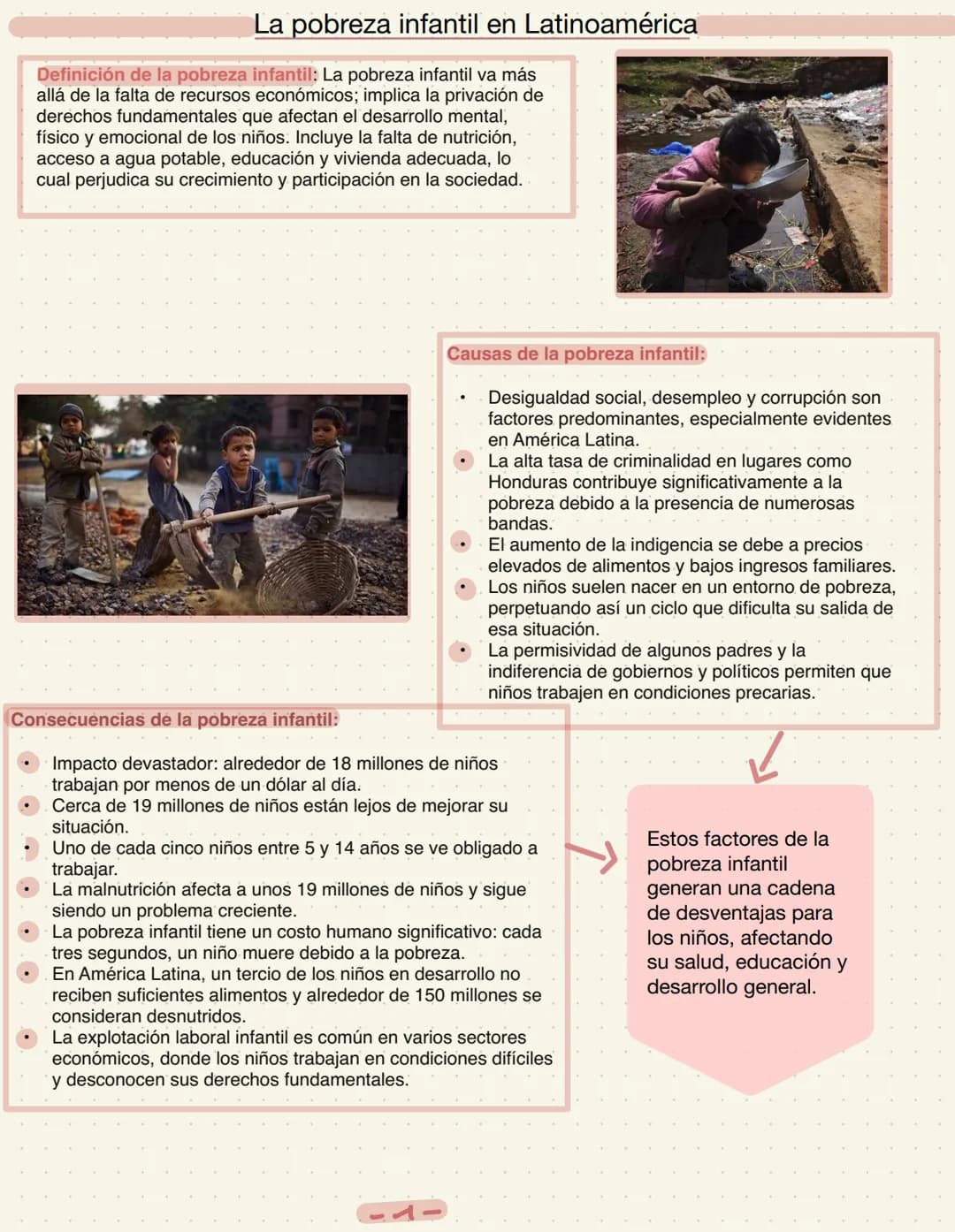 # La pobreza infantil en Latinoamérica
Definición de la pobreza infantil: La pobreza infantil va más
allá de la falta de recursos económico