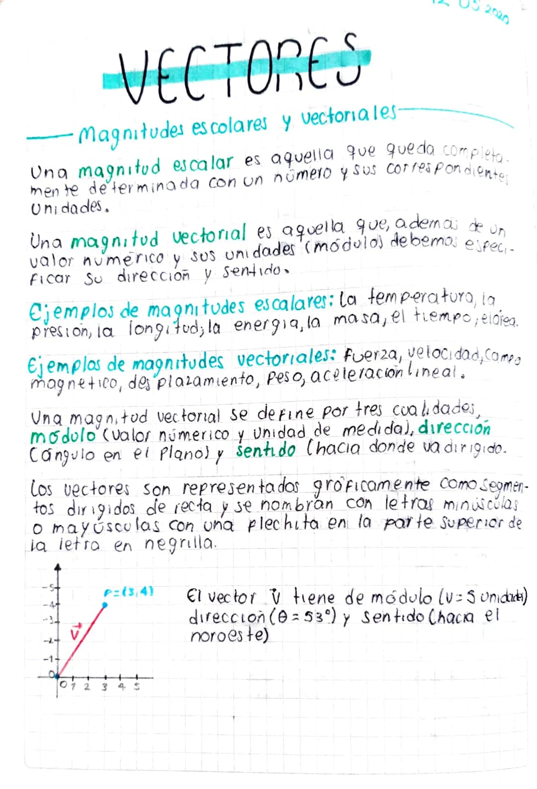 12 US 2020
# VECTORES
-Magnitudes escolares y vectoriales-
Una magnitud escalar es aquella que queda completo.
mente determinada con un n