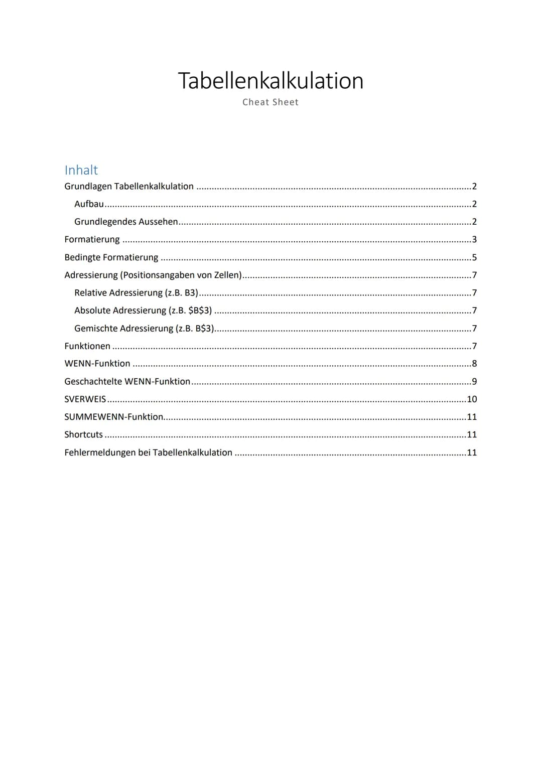 Grundlagen Tabellenkalkulation
Aufbau
- Bildschirm wird in Zeilen und Spalten aufgeteilt
- Spalten- und Zeilenkopf wird verwendet um Schnit