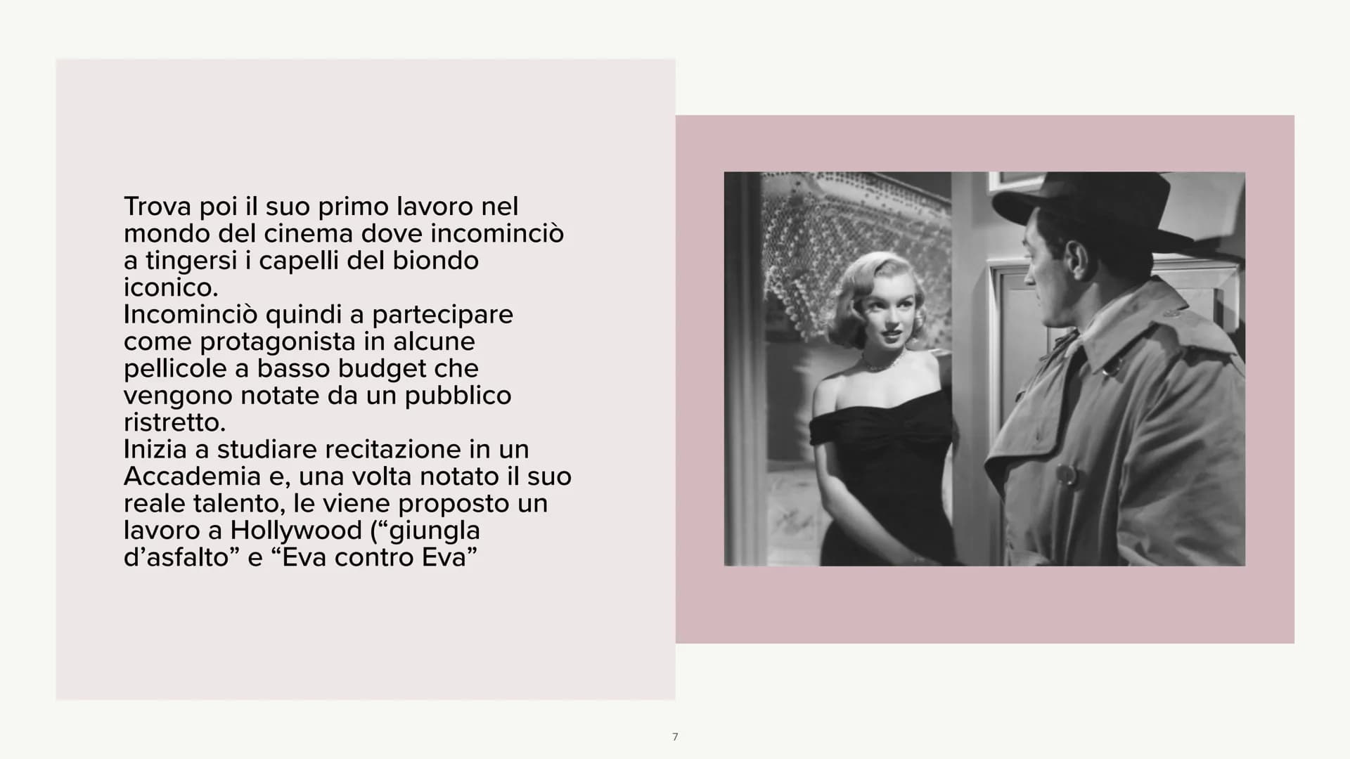 # Marilyn Monroe
LA STORIA
1 Marilyn Monroe, pseudonimo di Norma
Jeane Mortenson Baker, nasce nel 1926 a
Los Angeles.
Sua madre è molto po
