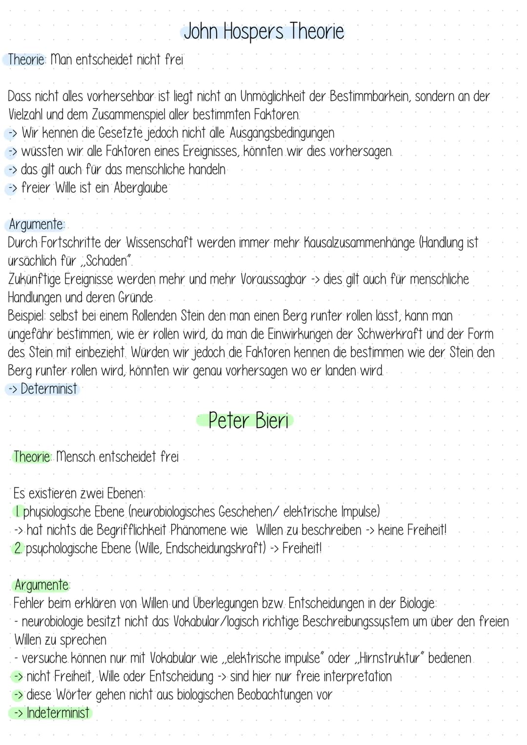 # Michael Pauen Theorie
Theorie: Man entscheidet nicht Frei
Der Mensch ist an innere und äußere Zwänge gebunden (Erwartungen, Freunde, Fam