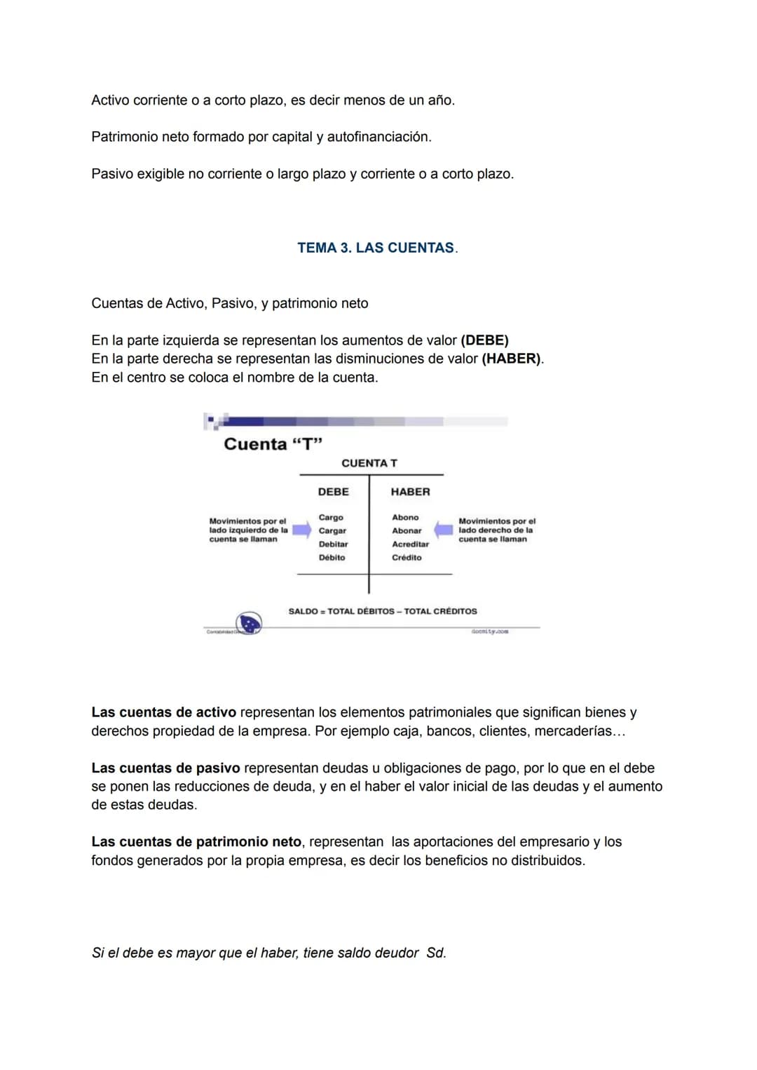 # CONTABILIDAD
TEMA 1. CONCEPTOS INICIALES.
La contabilidad se encarga de estudiar, medir, analizar y registrar el patrimonio de las
organ