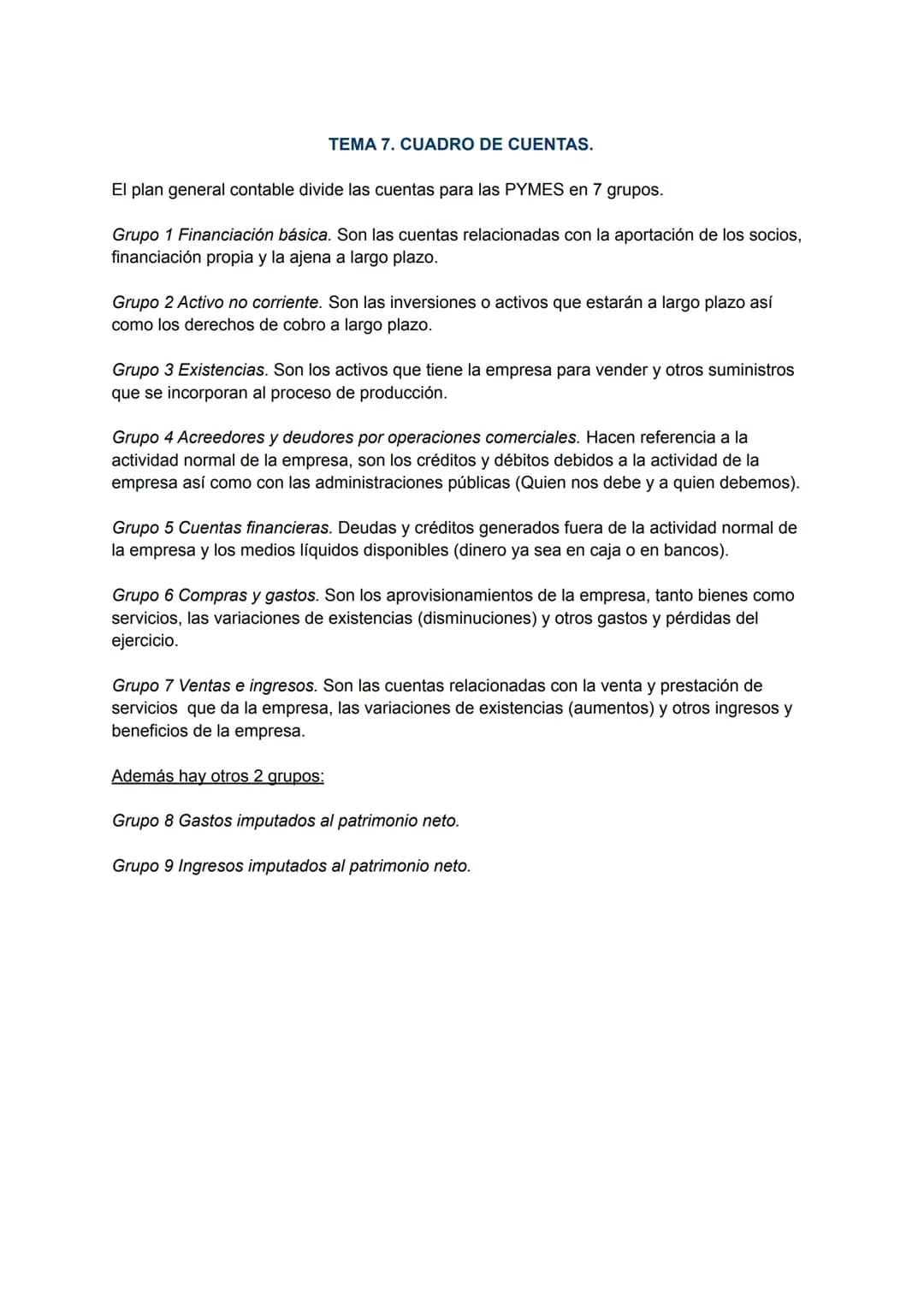 # CONTABILIDAD
TEMA 1. CONCEPTOS INICIALES.
La contabilidad se encarga de estudiar, medir, analizar y registrar el patrimonio de las
organ