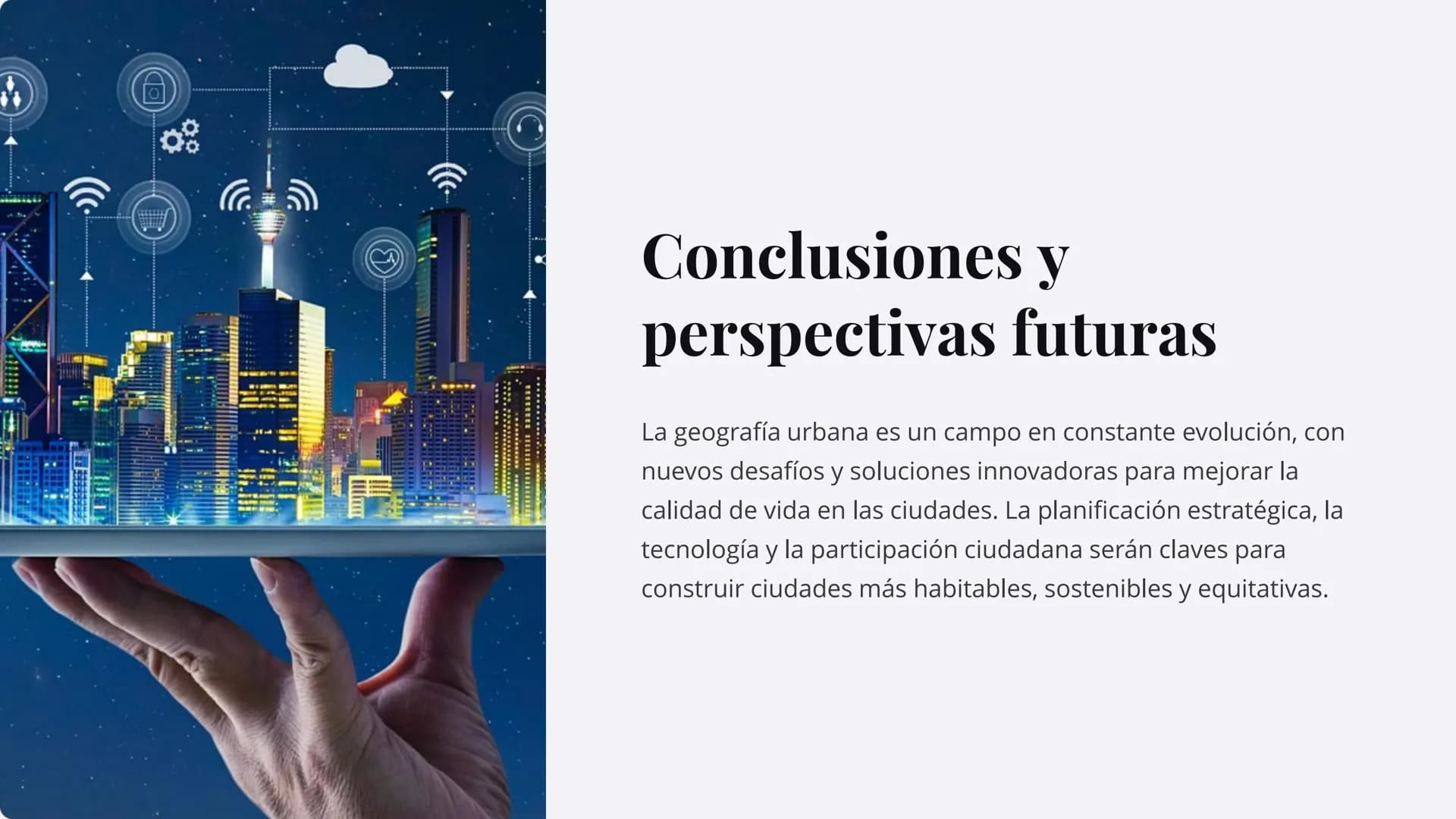 la geografía
urbana
La geografía urbana es el estudio de las ciudades, su
desarrollo, estructura y problemas. Examina cómo los factores
geo