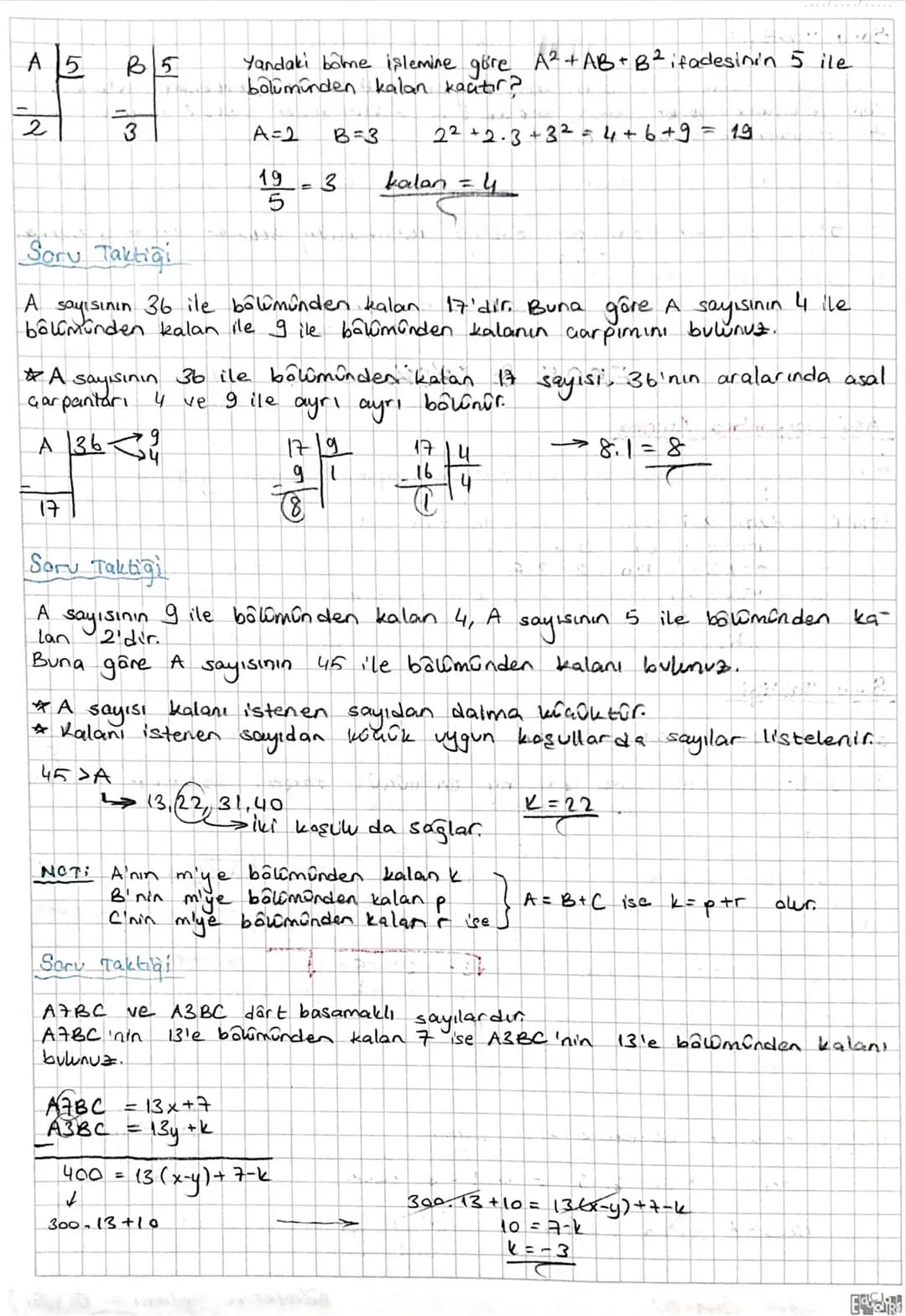 # BÖLME VE BÖLÜNEBİLME
B≠0, A, B, C ve k doğal sayı olmak üzere,
| A (Bölünen) | B (Bôlen) |
|---|---|
| - |
| K (Kalan) | C (Bolim) |
*