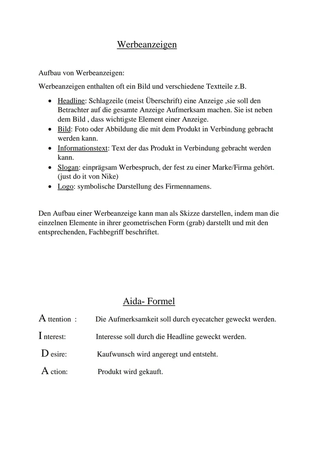 # Werbeanzeigen
Aufbau von Werbeanzeigen:
Werbeanzeigen enthalten oft ein Bild und verschiedene Textteile z.B.
* Headline: Schlagzeile