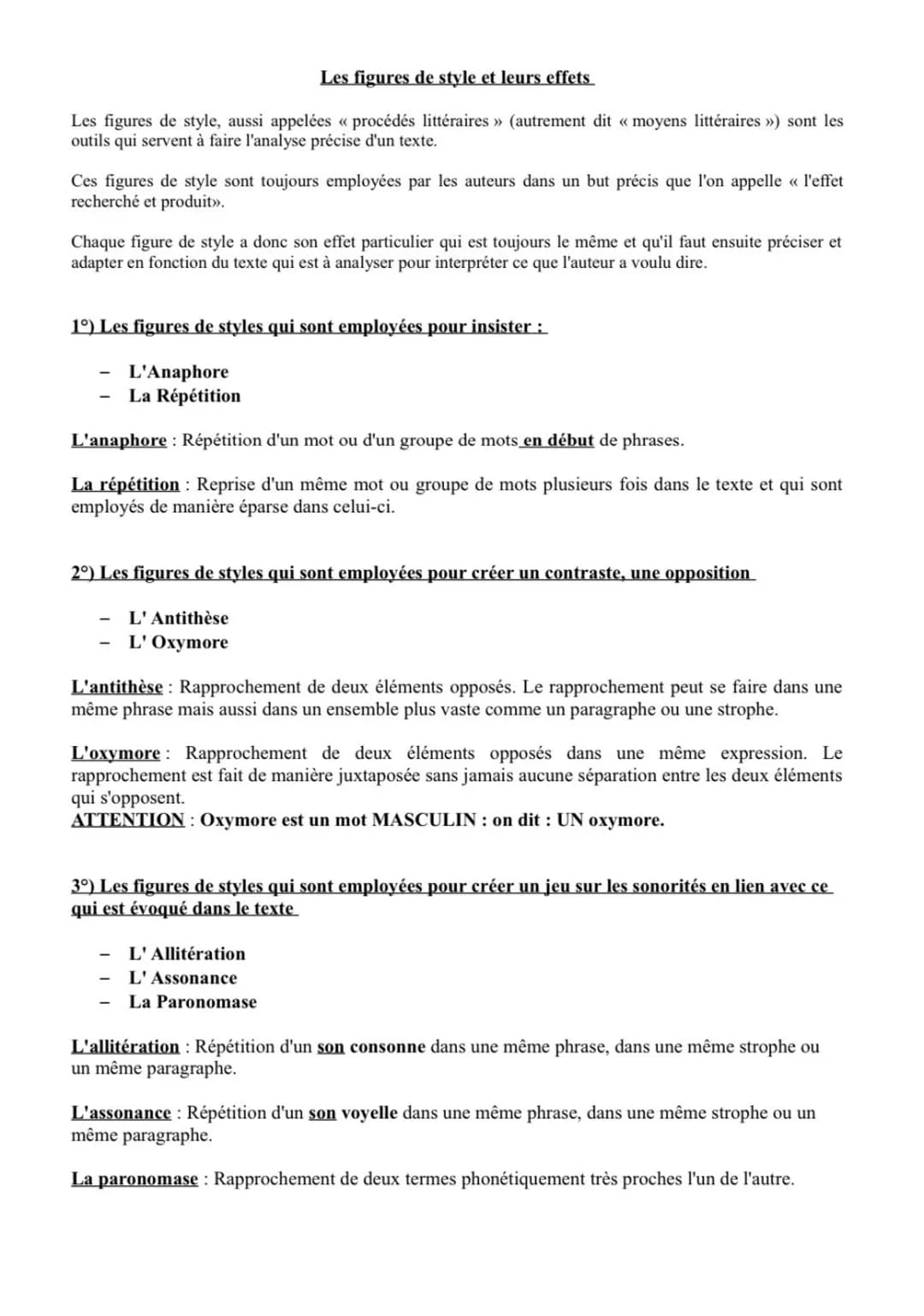 # Les figures de style et leurs effets
Les figures de style, aussi appelées « procédés littéraires » (autrement dit moyens littéraires ») s