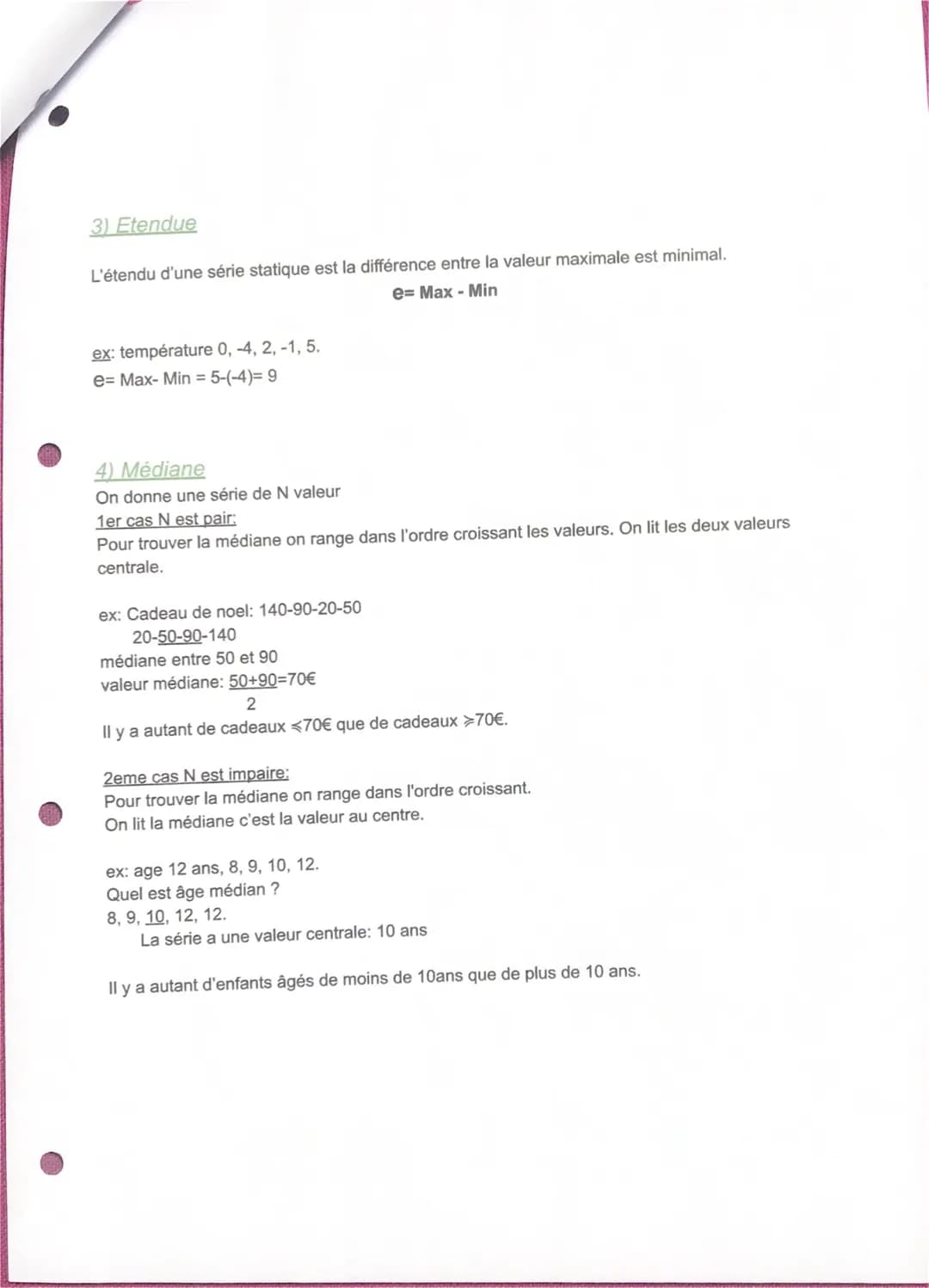 Statistiques
1) Vocabulaire
Une série statistique est une est une suite de valeur correspondant au "caractère"
ex: taille: 180 170 165 167