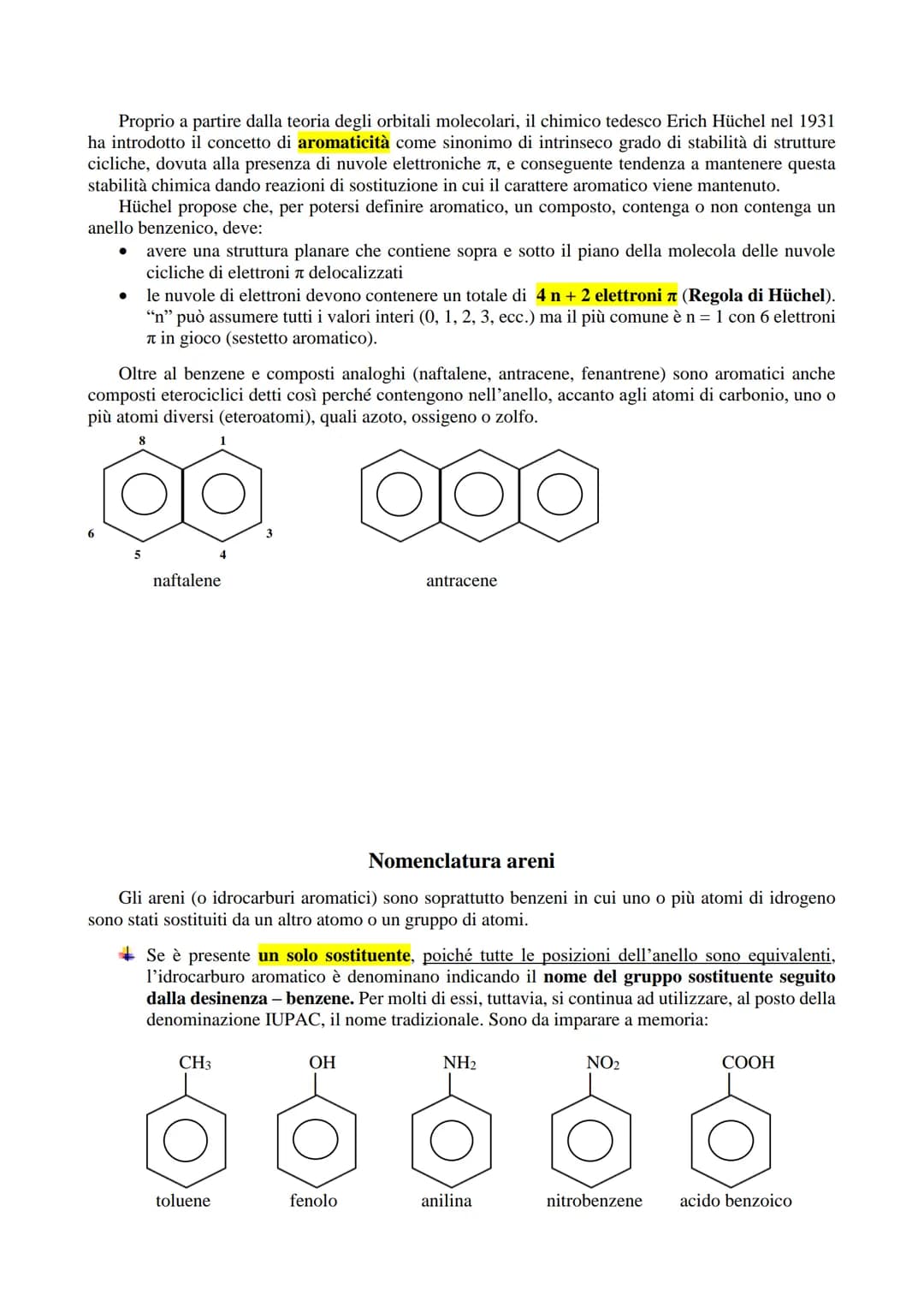 # Benzene e areni
Il benzene, C6H6, è il capostipite di una ampia classe di idrocarburi, eccezionalmente stabili, detti
"aromatici". Il nom