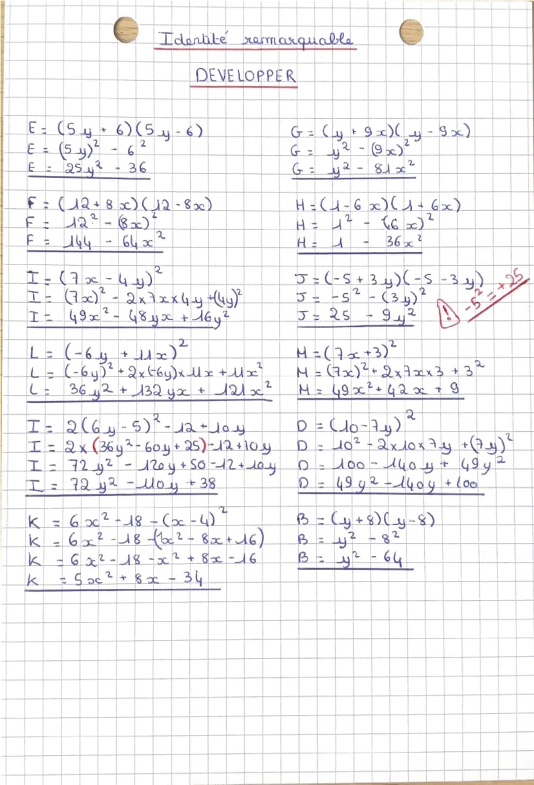 Identités Remarquables
DEVELO PPEMENT
developper
$(a + b)^2$
=
$(a-b)^2$
=
$a^2-b^2$
=
FACTORISATION
$a^2 + 2x ax b + b^2$
$a^2-2xaxb