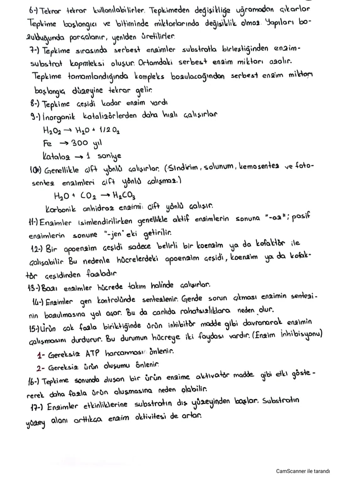 # Enzimler:
- Canlı vücudunda kimyasal tepkimelerin gerçekleşmesine olanak sağlayan
organik maddelerdır. (Biyolojik katalizörlerdir.)
- Tepk