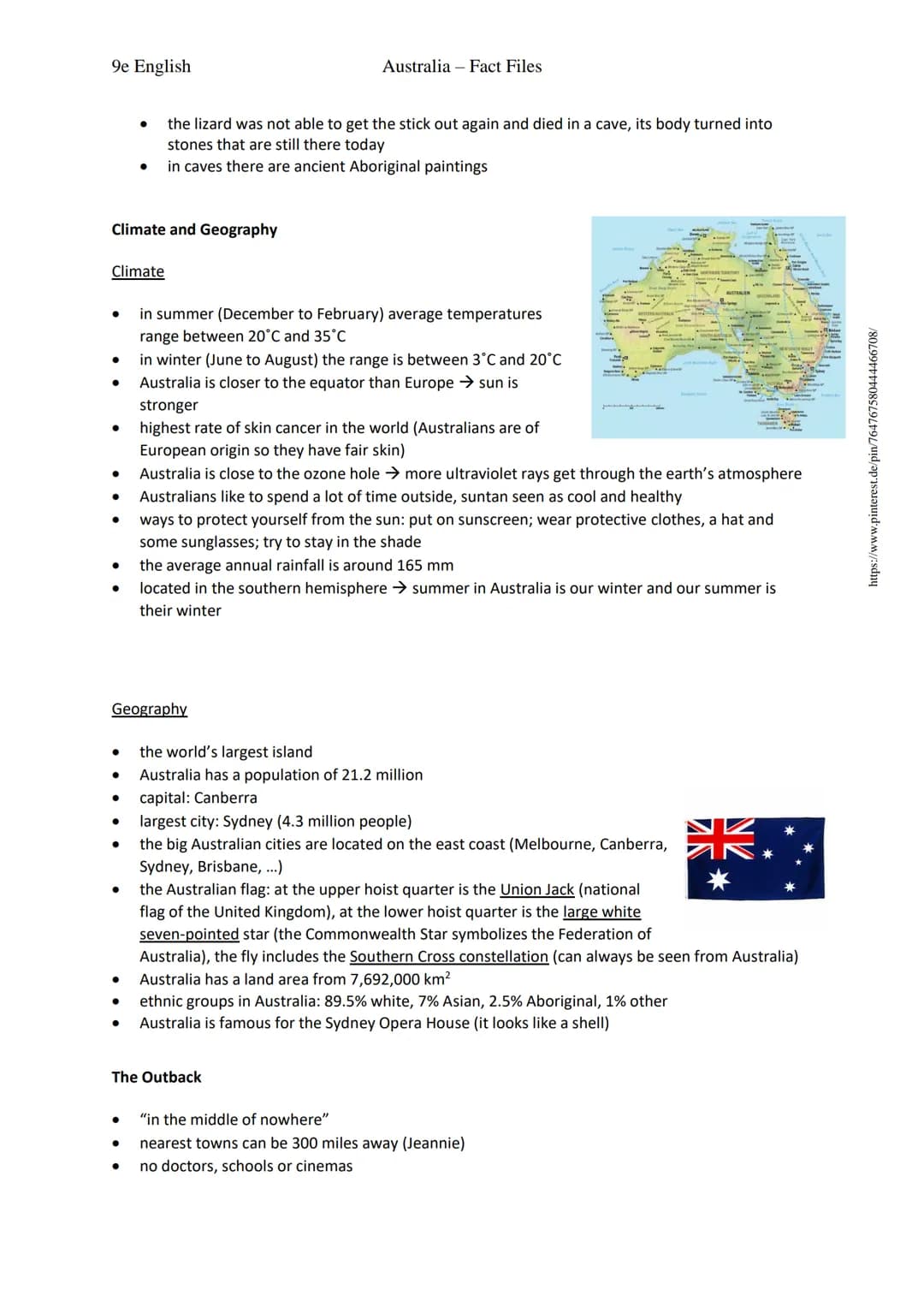 # 9e English
# Australia - Fact Files
# History of Australia
- first people came from Asia between 40,000 and 70,000 years ago, are calle