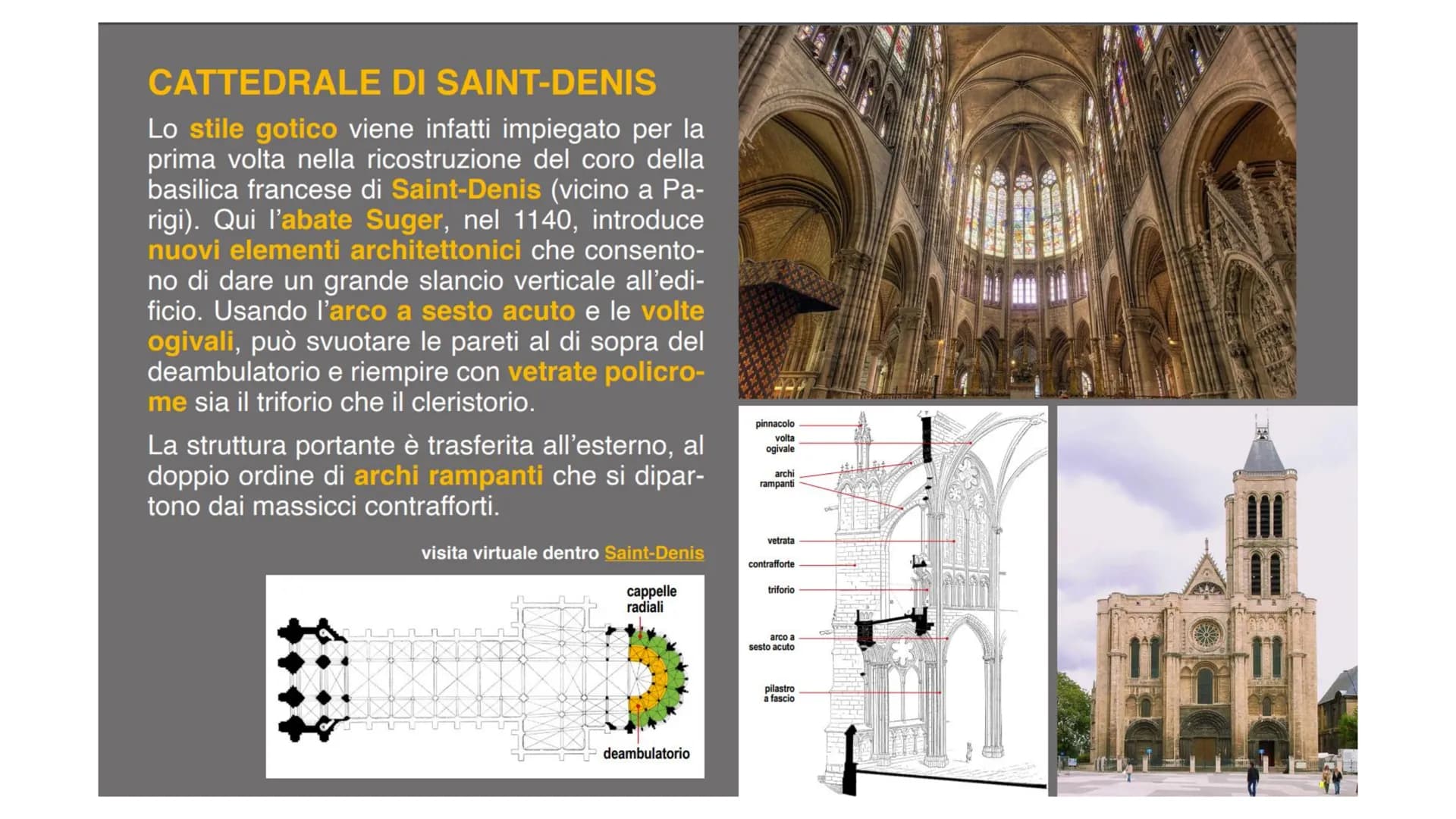 10. ARTE GOTICA # L'ARCHITETTURA
A differenza del Romanico,
sorto contemporaneamen-
te in varie zone d'Europa,
le prime cattedrali gotiche