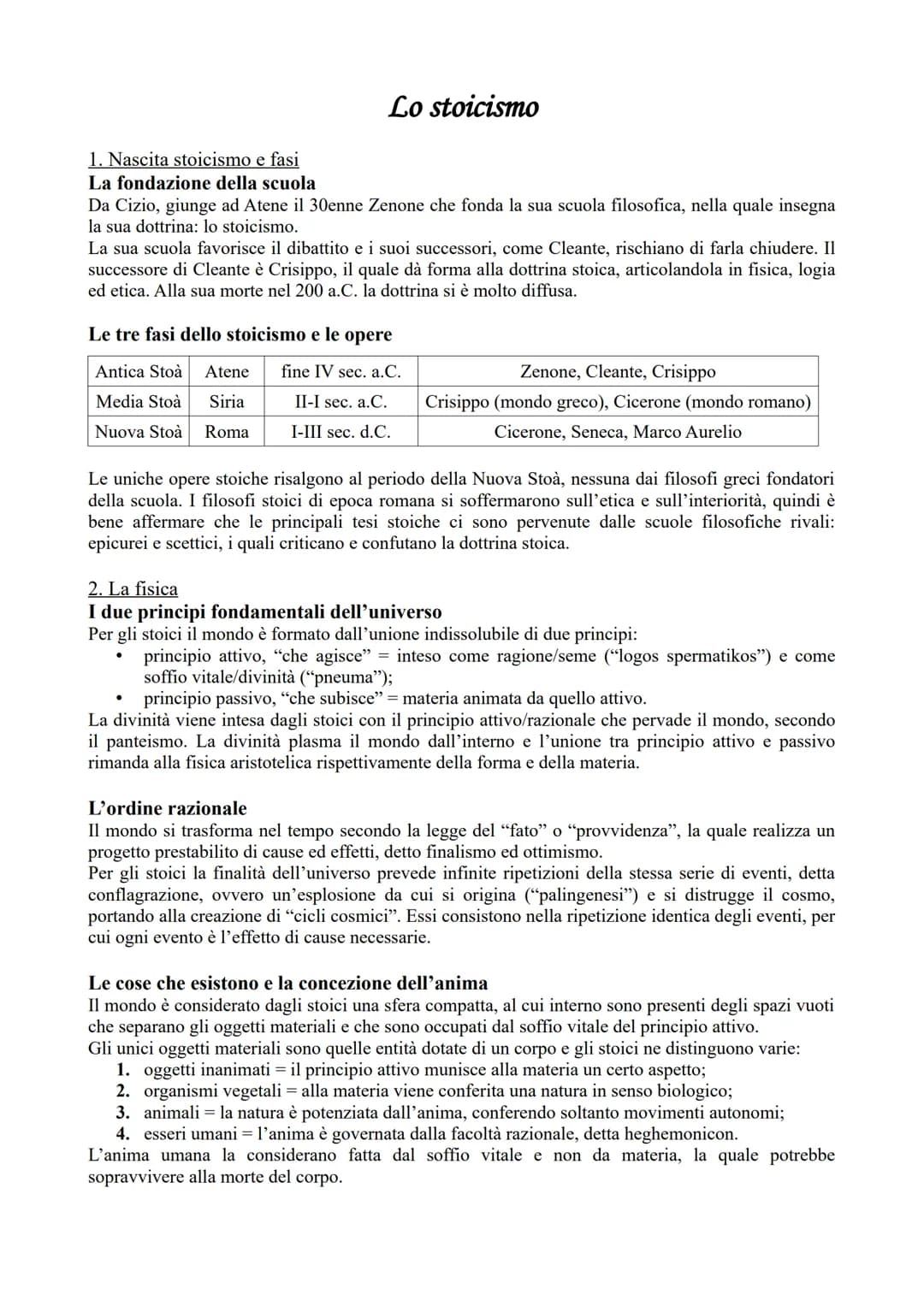 # Lo stoicismo
1. Nascita stoicismo e fasi
La fondazione della scuola
Da Cizio, giunge ad Atene il 30enne Zenone che fonda la sua scuola f