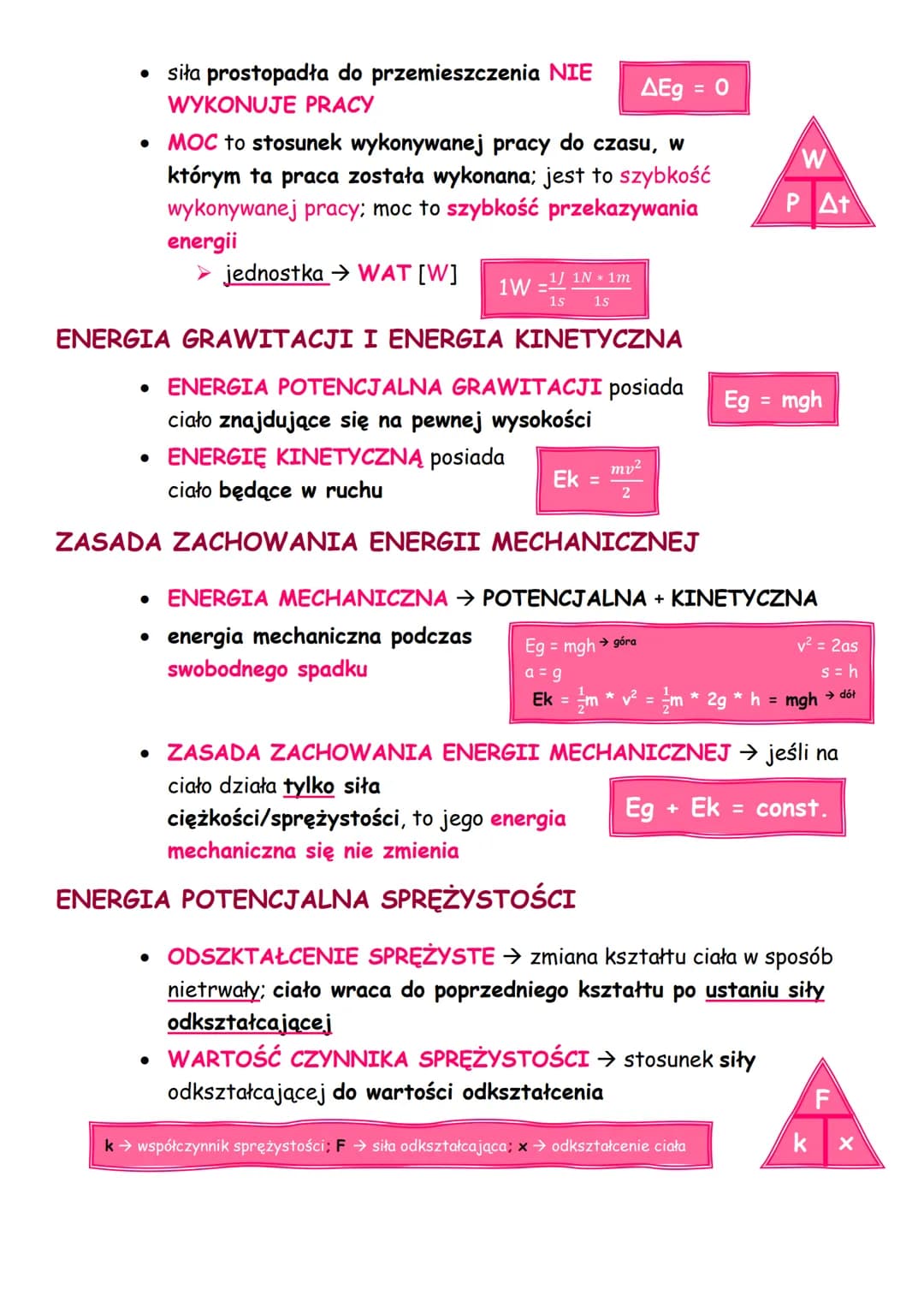 # energia i jej przemiany
ZASADA ZACHOWANIA ENERGII
• rodzaje energii
➤ kinetyczna
➤ potencjalna ciężkości/grawitacji
➤ potencjalna spr
