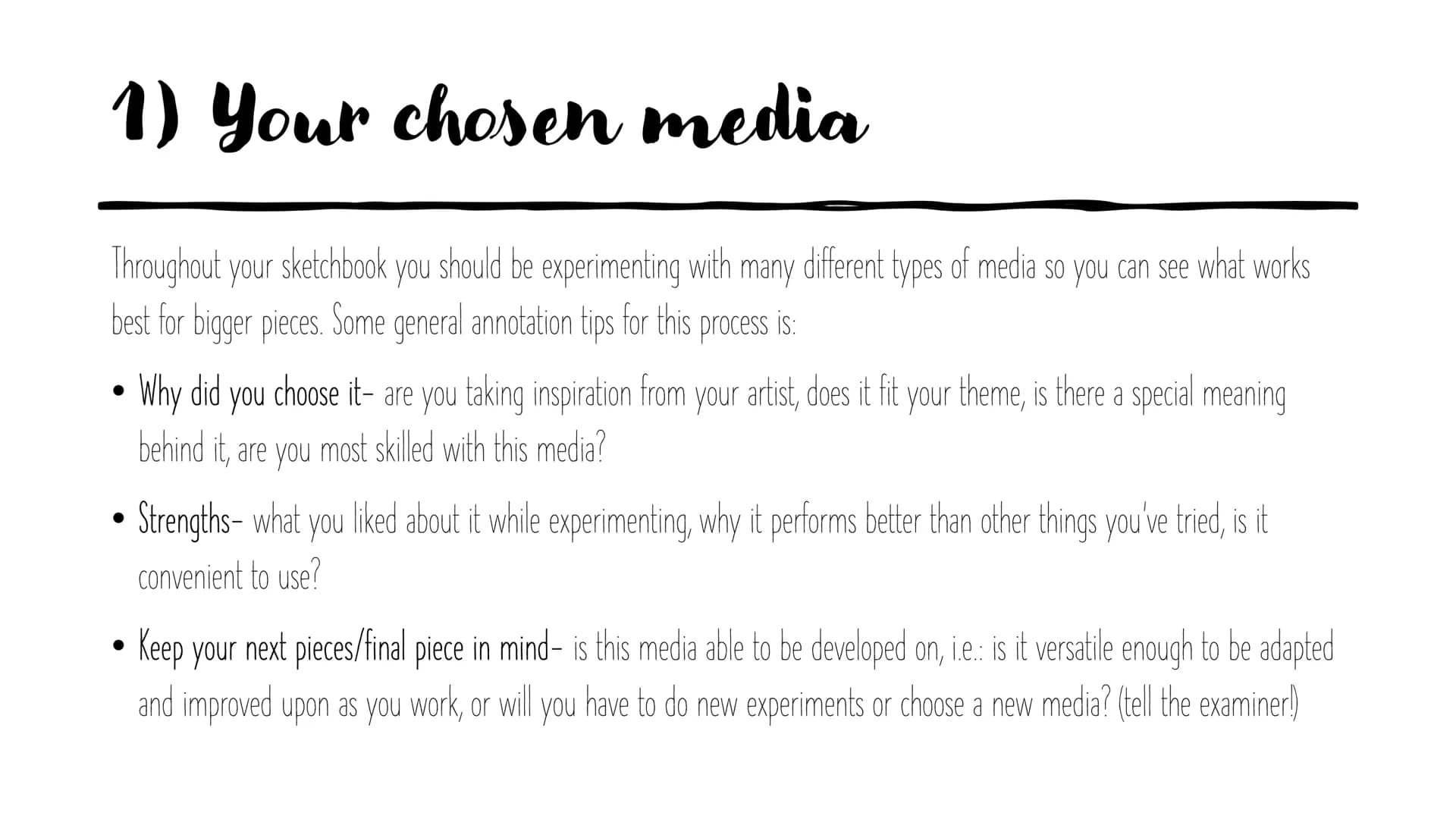 AQA A-Level Art: How
to annotate your work
+
++++
+
+
+ # 1) Your chosen media
Throughout your sketchbook you should be experimenting with