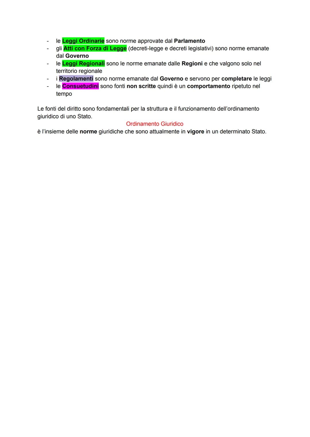# Le fonti del Diritto
sono gli atti o i fatti dai quali vengono create le norme giuridiche.
Ci sono due tipi di fonti:
- di produzione sta