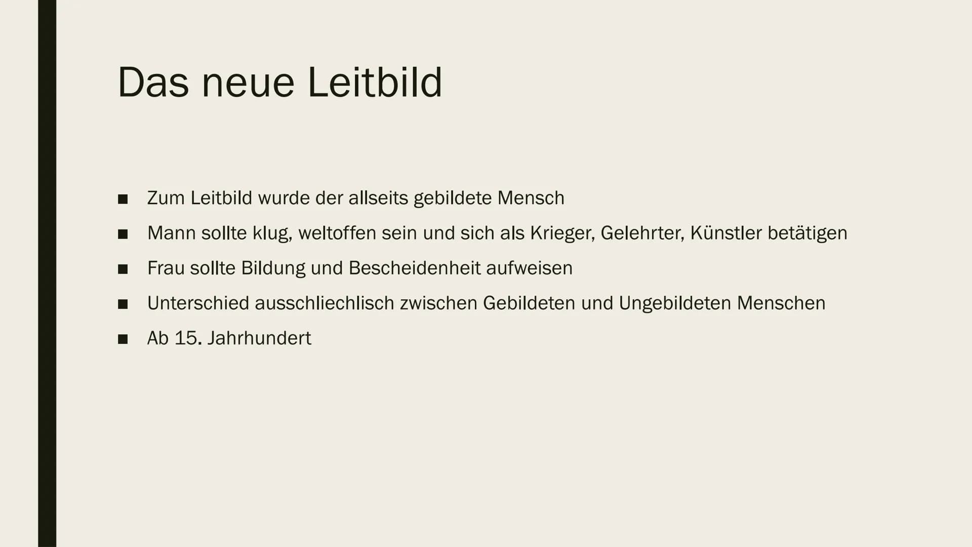 RENAISSANCE,
HUMANISMUS UND DAS
NEUE WELTBILD Renaissance
- Wiedergeburt der Antike
- Übergang von Mittelalter zur Neuzeit (1400 bis ca. 16