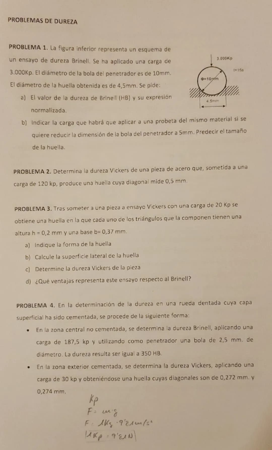 Formelano tecnologia.
• Ensayos de duera
- Brvell
$HB-\frac{F}{S}$
$S = \pi \cdot D \cdot J$
$S = \pi \cdot R \cdot J$
$\frac{f = D - \