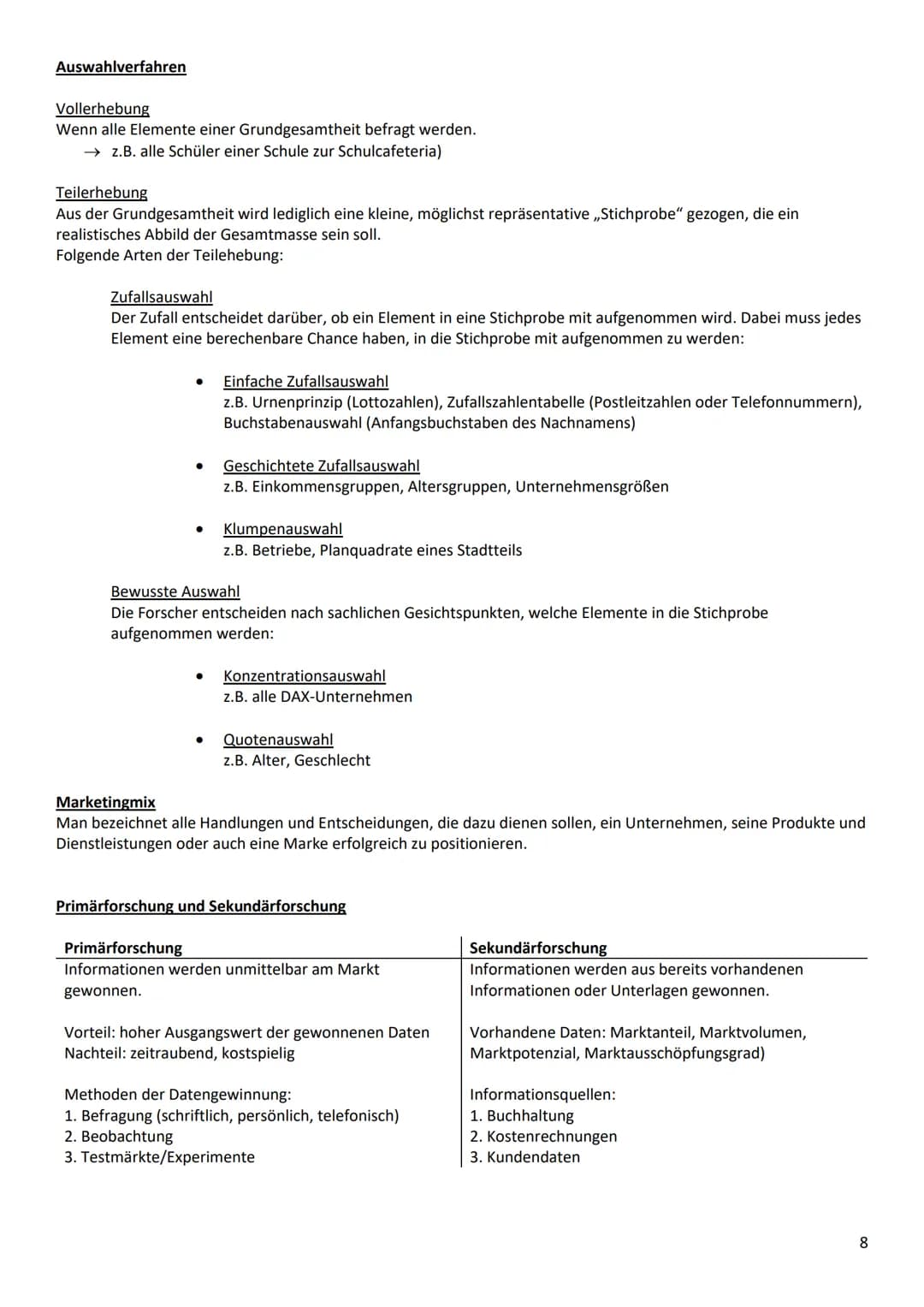 # TAF 12.1 Marketing
Arten und Methoden der Marktforschung
Definition:
Mit Marketing wird ein Unternehmen vom Markt hergeführt. Der Kunde