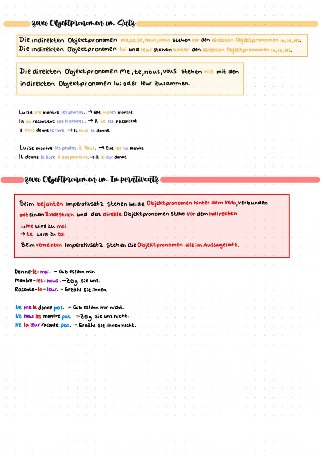# Objektpronomen
Direkte Objektpronomen
→ersetzen direkte Objekte I werden ohne Präposition an das verb angeschlossen)
Verb direktes Obje