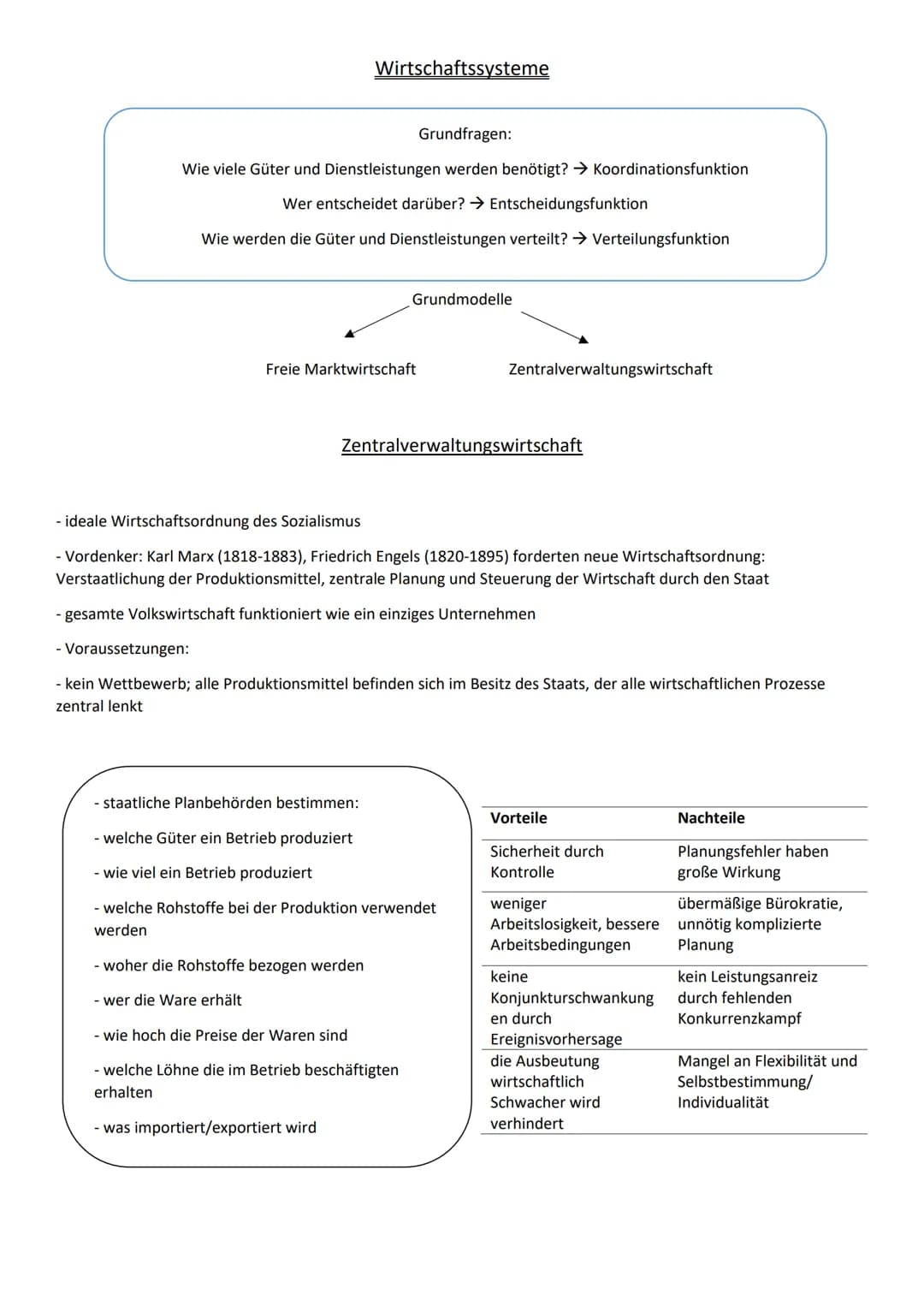 # Wirtschaftssysteme
Grundfragen:
Wie viele Güter und Dienstleistungen werden benötigt? → Koordinationsfunktion
Wer entscheidet darüber? →