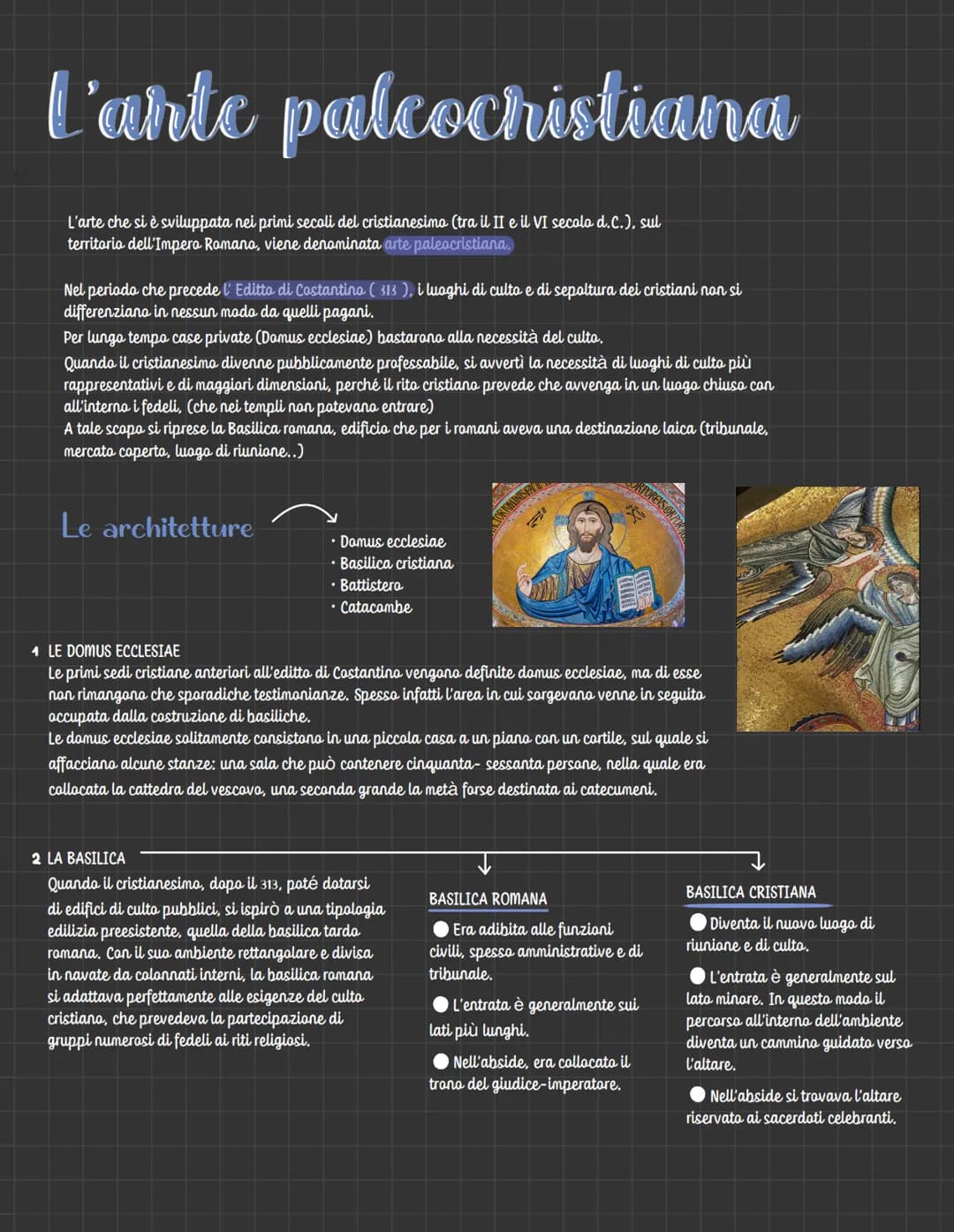 # L'arte palcochistiana
L'arte che si è sviluppata nei primi secoli del cristianesimo (tra il II e il VI secolo d.C.), sul
territorio dell'