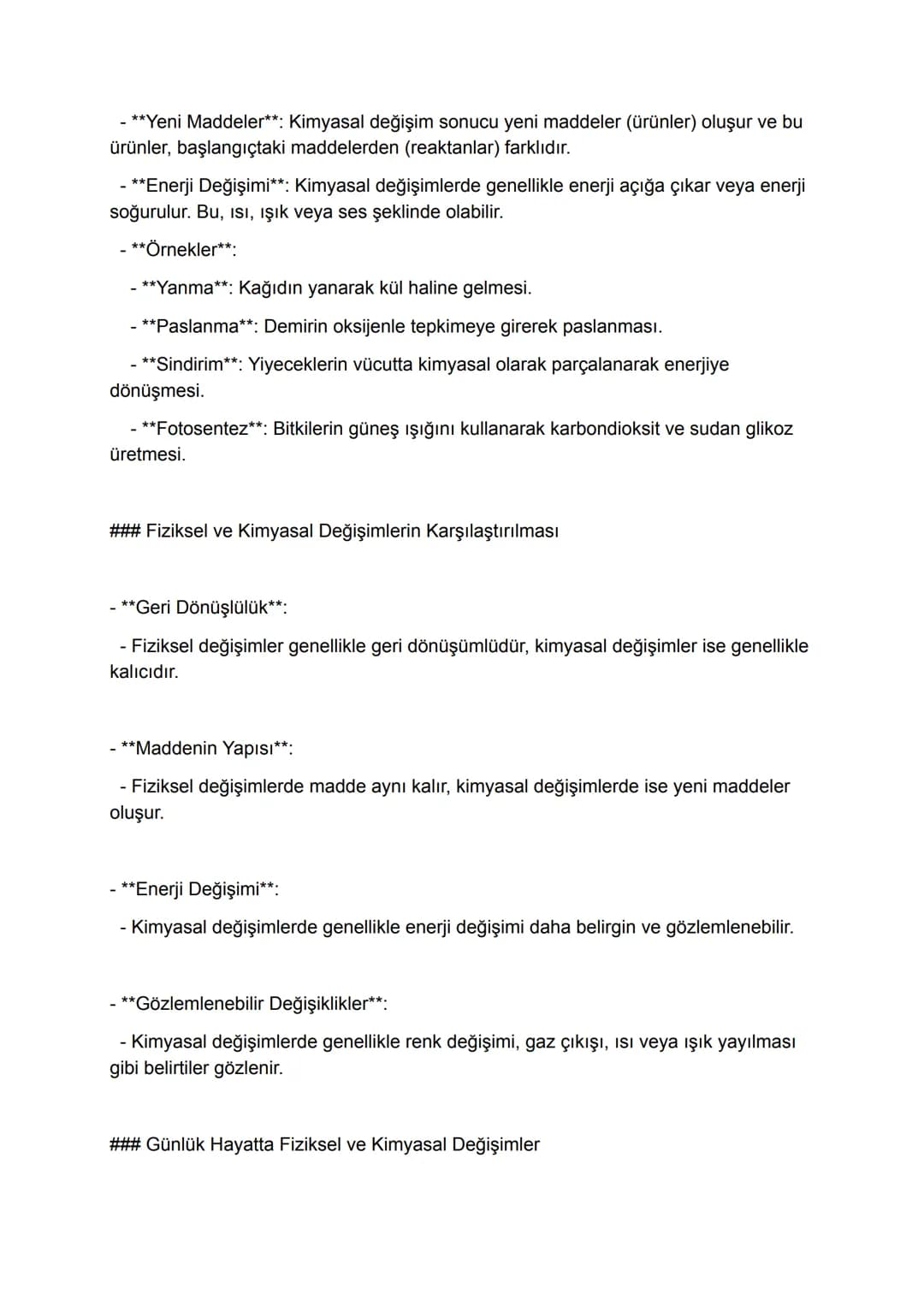 # Fiziksel ve Kimyasal Değişimler Geniş Özet
Fiziksel ve kimyasal değişimler, maddelerin nasıl ve neden değiştiğini anlamak için
temel kavr