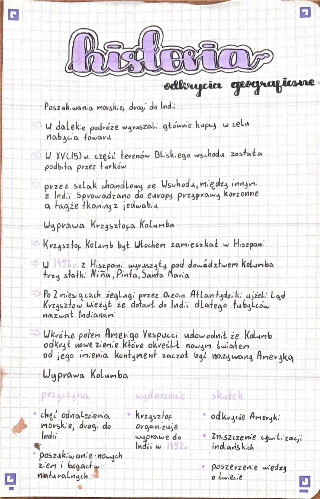# historia
odkrycia geograficsne
- Poszukiwania morskiej drogi do Indii
- W dalekie podróże wyruszal: głównie kupuy w celu
nabycia towaru