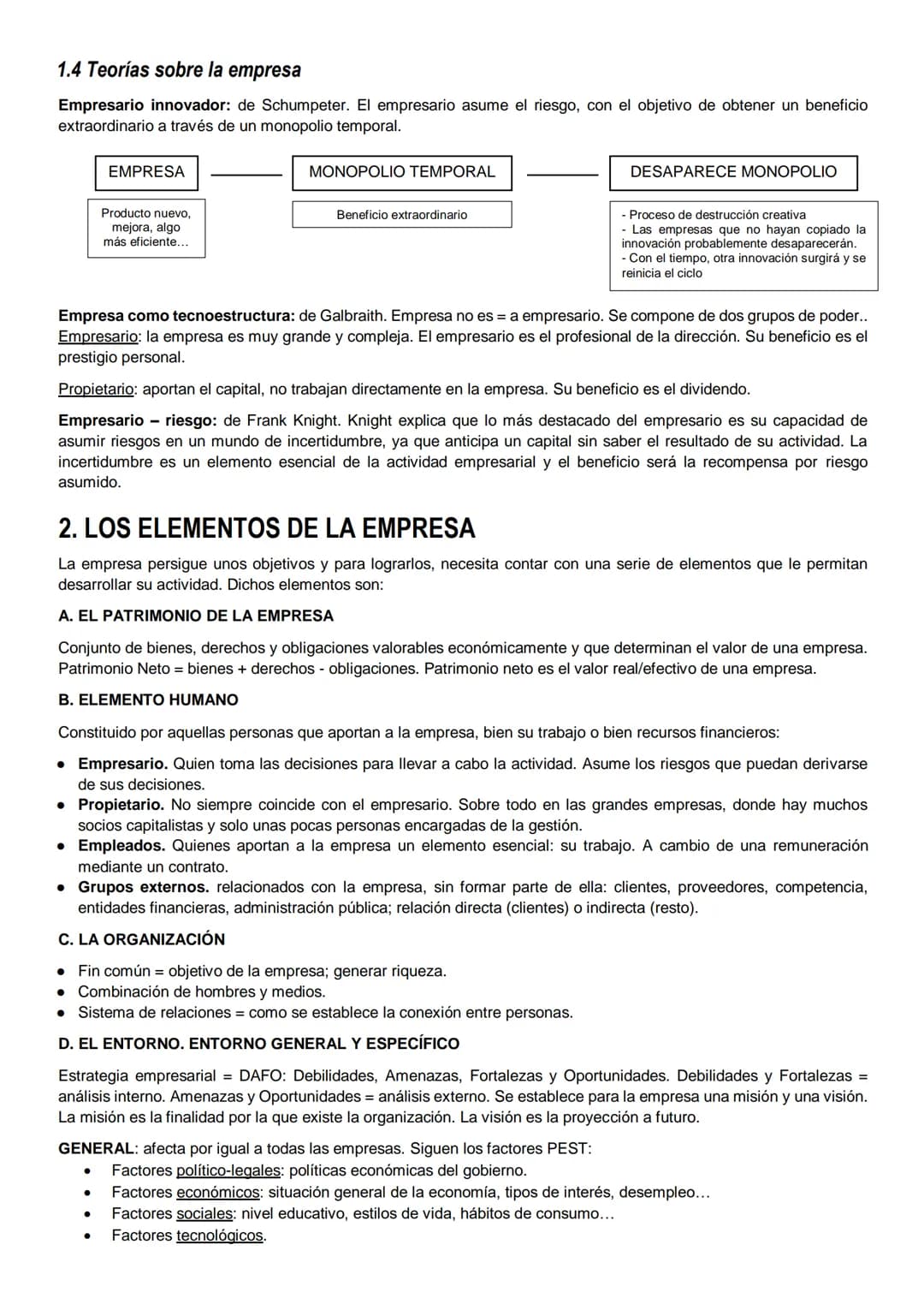 <h2>Unidad 1: Introducción a la Empresa</h2>
<h3>La empresa</h3>
<p>La empresa se define como la unidad básica de producción que tiene la f
