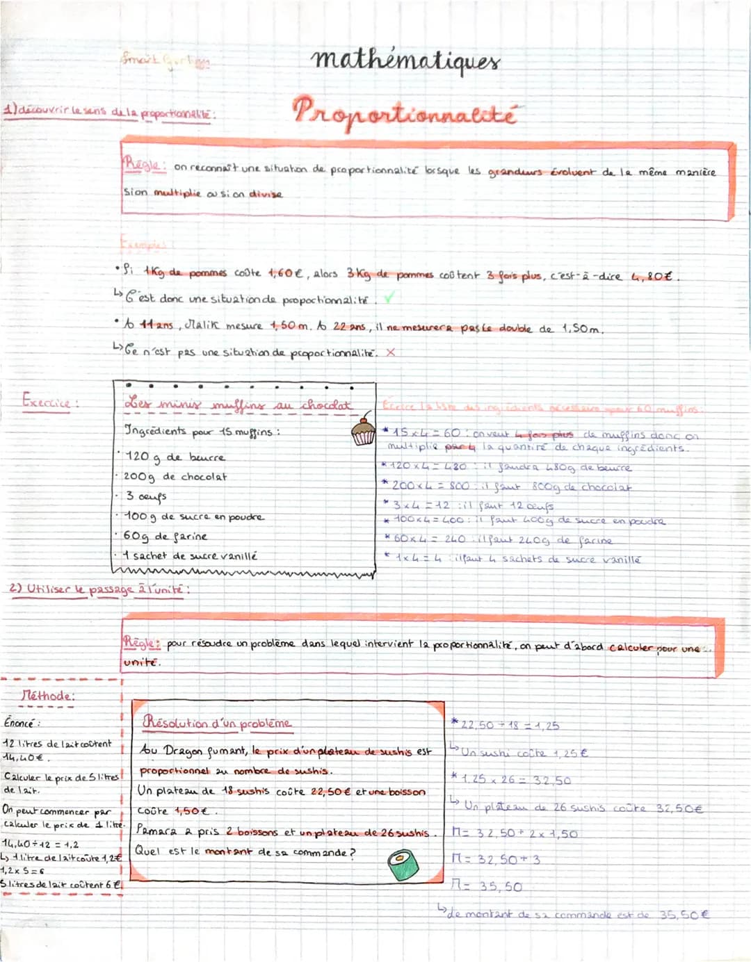 Smark Gortan
1) découvrir le sens de la proportionalité:
mathématiques
Proportionnalité
Regle: on reconnaît une situation de proportionn