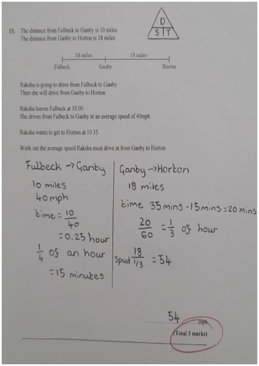 1. Work out 5.4×0.24
$5.4×10=54$
$0.24×100=24$
$54x24=1296$
$100×10=1000$
$1296\div1000 = 1.296$
1.296
(Total 3 marks)
2. The height