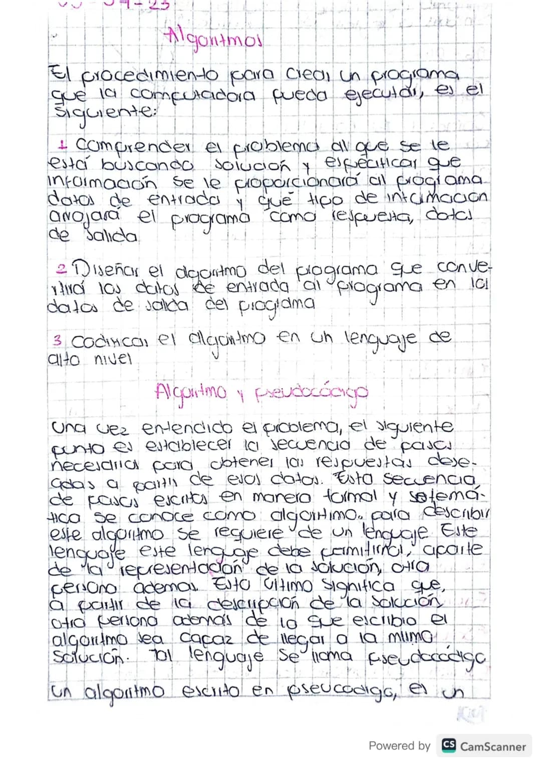 Algontmos
El procedimiento para crear un programa
que computadora queda ejecutar, el
Siguiente:
+ comprender el problema al que se le
está