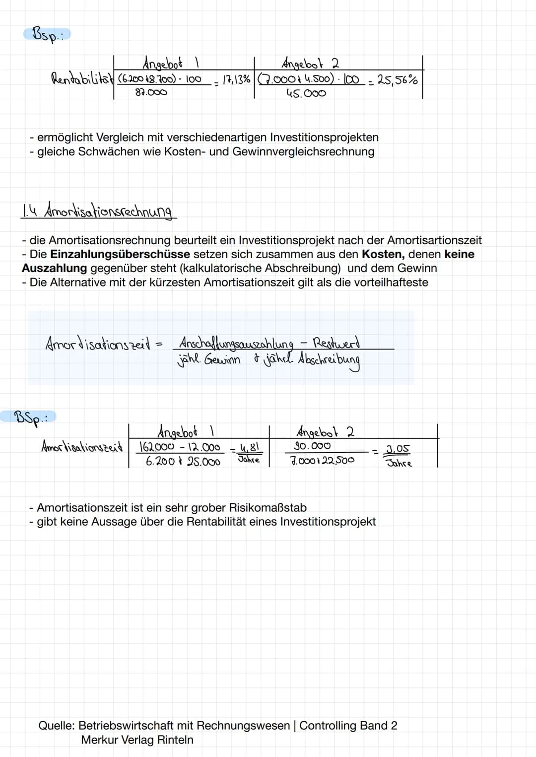 # Statisches Verfahren
- betrachtet Kosten und Erlöse
- betrachtet eine Durchschnittsperiode
- lassen den Faktor Zeit unberücksichtigt
1.1