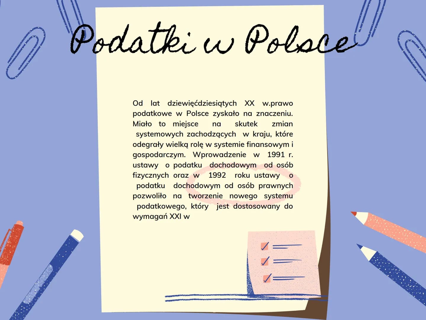 Podatki Podatek - przymusowe świadczenie
pieniężne o charakterze ogólnym,
bezzwrotnym, nieodpłatnym pobierane przez
państwo lub inny związek