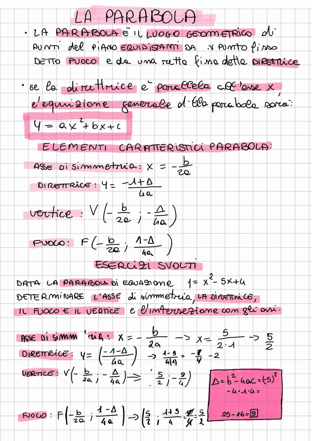 # LA PARABOLA
• LA PARABOLA È IL LUOGO GEOMETRICO di
PUNTI del PIANO EQUIDISTANTI DA iv punto fisso
DETTO PUOCO e da una rette fisse detle