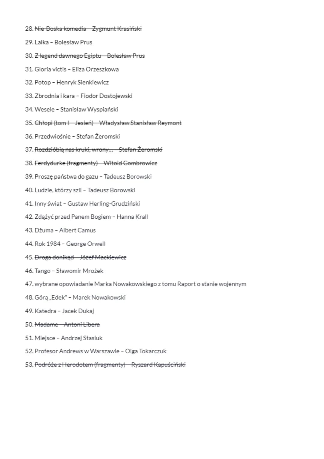 # LISTA LEKTUR MATURA W FORMULE 2023
1. Biblia (fragmenty: Księga Rodzaju, Księga Hioba, Księga Koheleta, Pieśń nad Pieśniami, Księ-
ga Ps