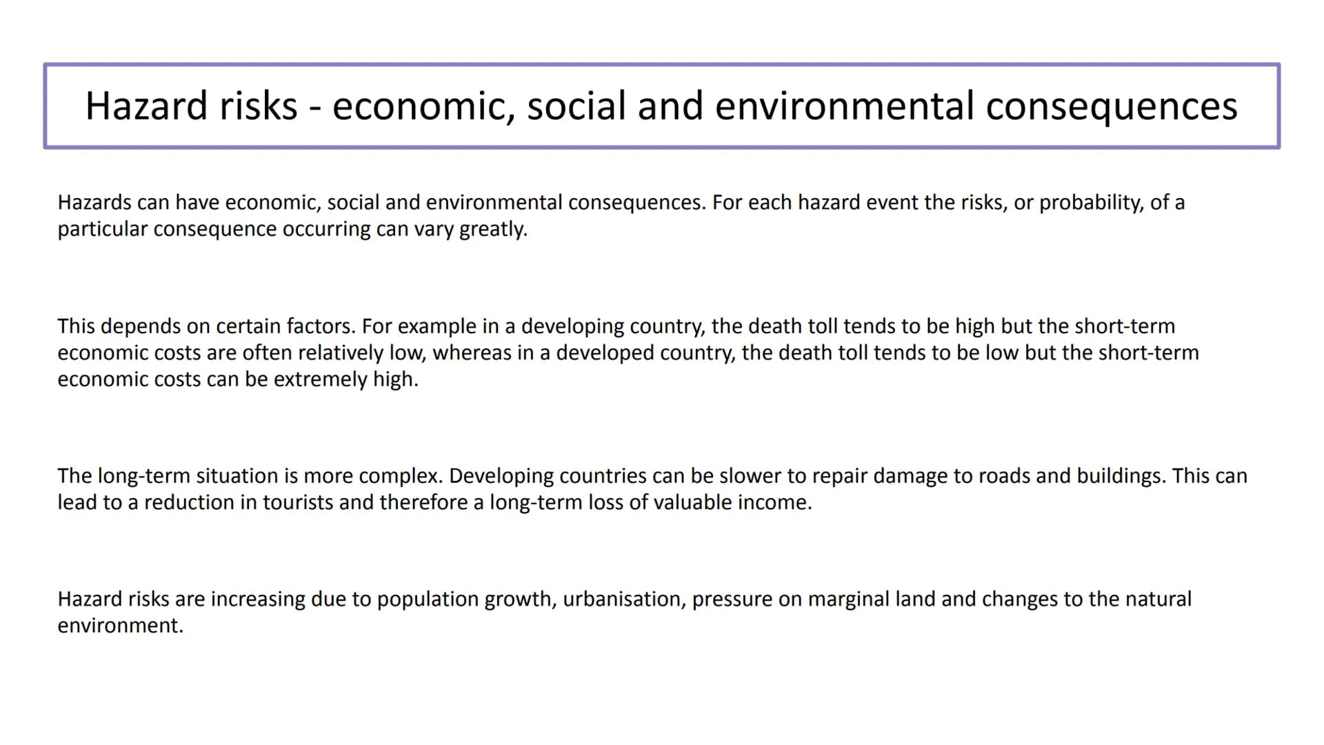 # Natural Hazards
Paper 1: Living with the physical environment What is the difference between a Natural Hazard and a Natural
Disaster?
Nat