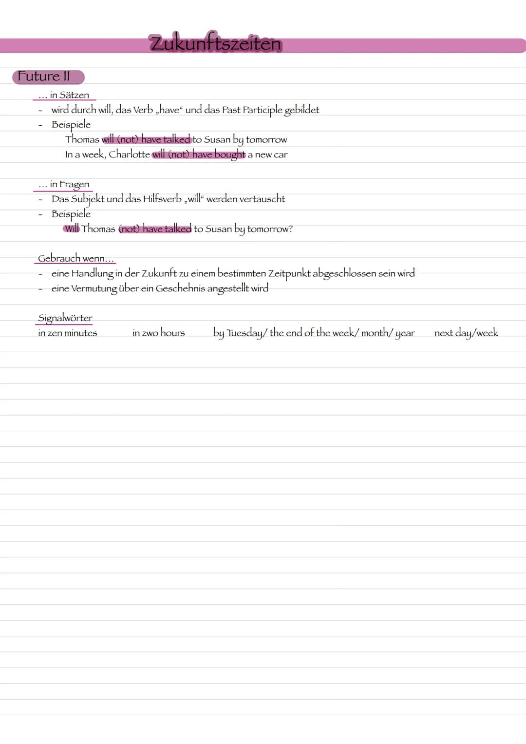 Grammatik # Vergangenheitszeiten
## Present Perfect Progressive
... in bejahten Sätzen
- durch die konjugierte Form von „to have" im pres