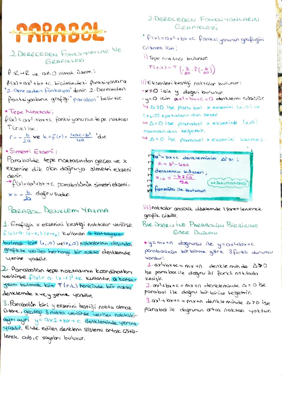 # 1000000
# 2. DERECEDEN FONKSYONLAR VE
GRAFIKLERI
f:R-R ve a≠0 olmak üzere;
f(x)=ax²+bx +c biçimindeki fonksiyonkara
"2. Dere ceden fonks