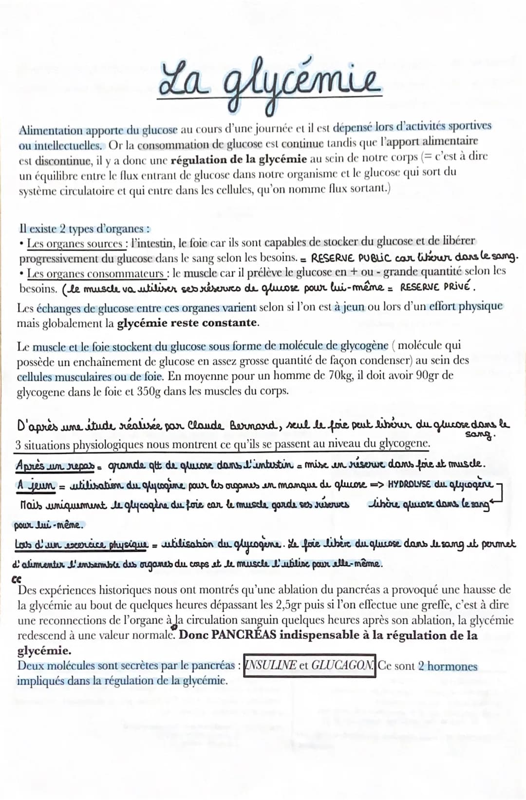 # La glycémie
Alimentation apporte du glucose au cours d'une journée et il est dépensé lors d'activités sportives
ou intellectuelles. Or la