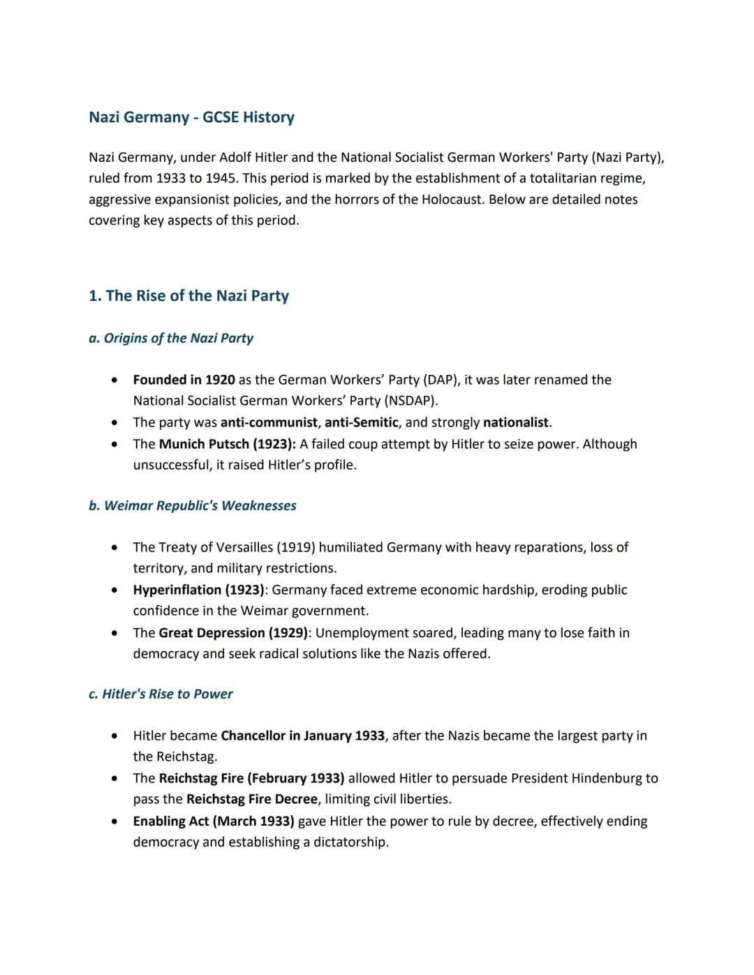 # Nazi Germany - GCSE History
Nazi Germany, under Adolf Hitler and the National Socialist German Workers' Party (Nazi Party),
ruled from 19